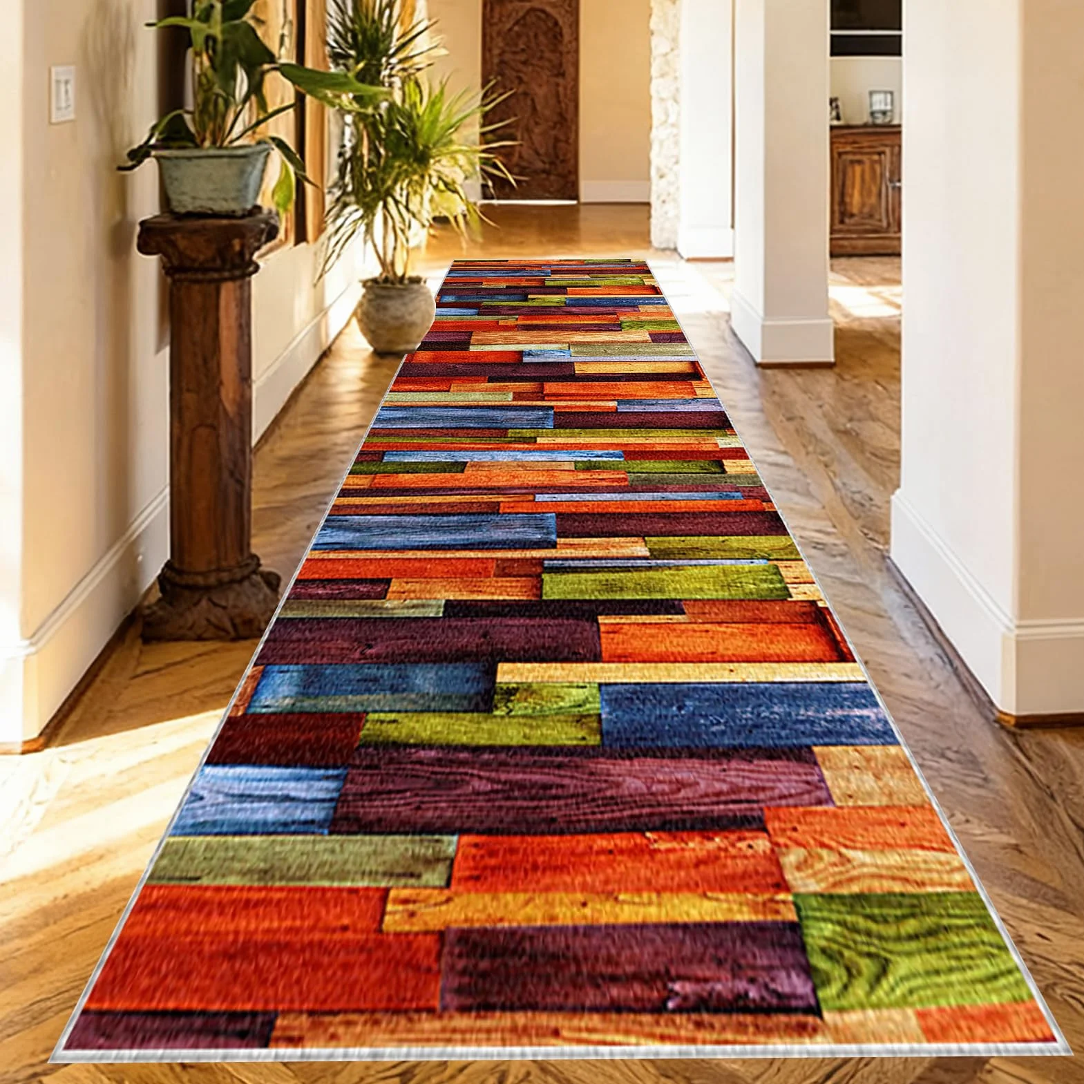 Alfombras de Pasillo Larga Alfombra Corredor Antideslizante Lavable Alfombra Cocina Alfombras de área Felpudo Alfombra Comedor Pasillo Entrada Lavanderia Salón Dormitorio Alfombrillas 70 x 500 cm
