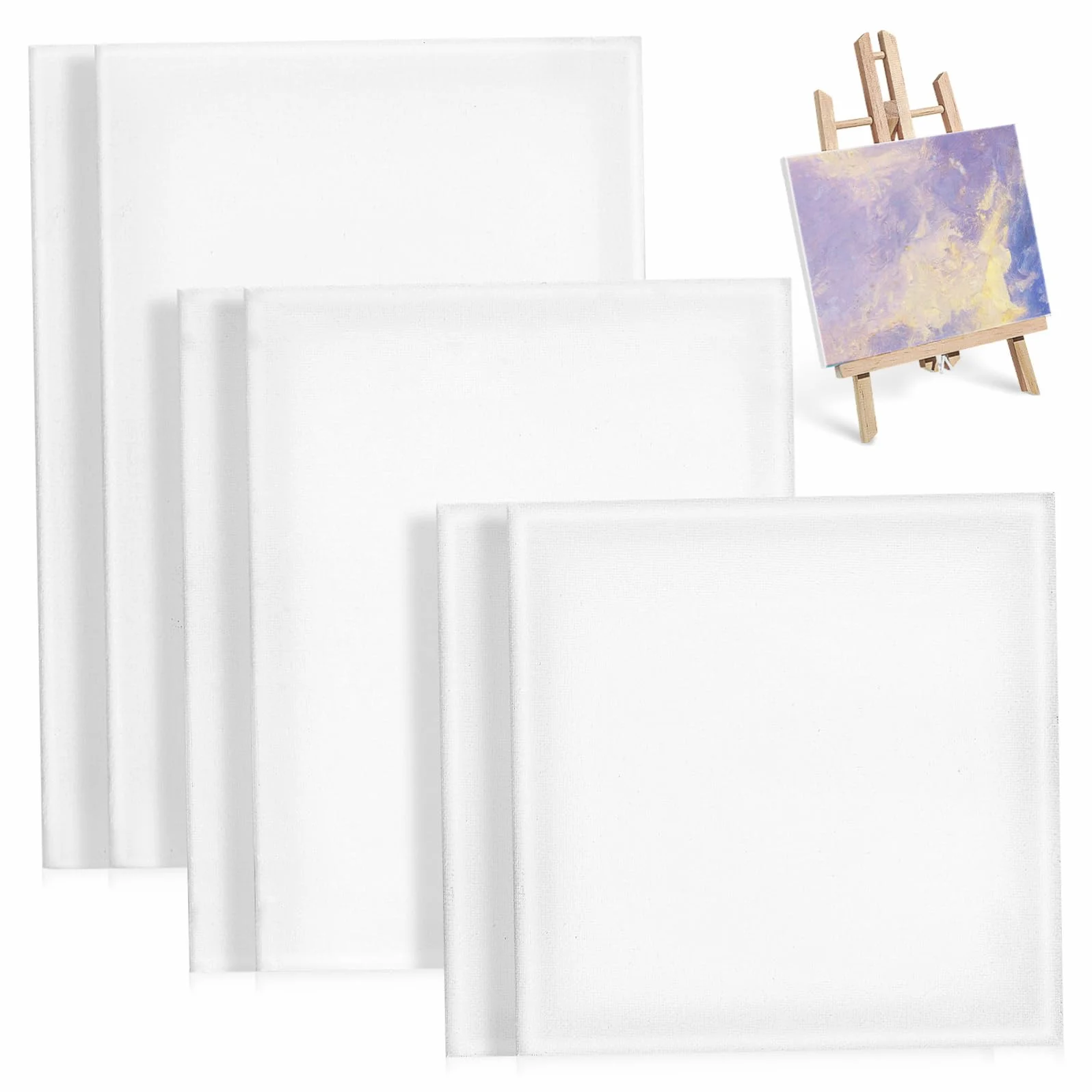 Lienzos para Pintar Cuadrados de Algodón Blanco, 6 Piezas | Paneles para Pintura Acrílica y Otras Técnicas, Superficie Cómoda, Uso Versátil para Suministros de Arte