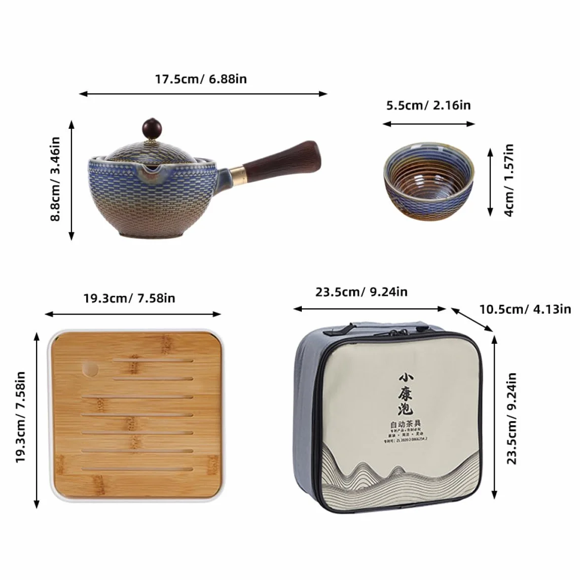 VALICLUD Juego de Té Diseño Elegante para Actividades al Aire Libre Tetera Giratoria de Cerámica y Taza Portátil para Viaje y Regalo para Aficionados al Té