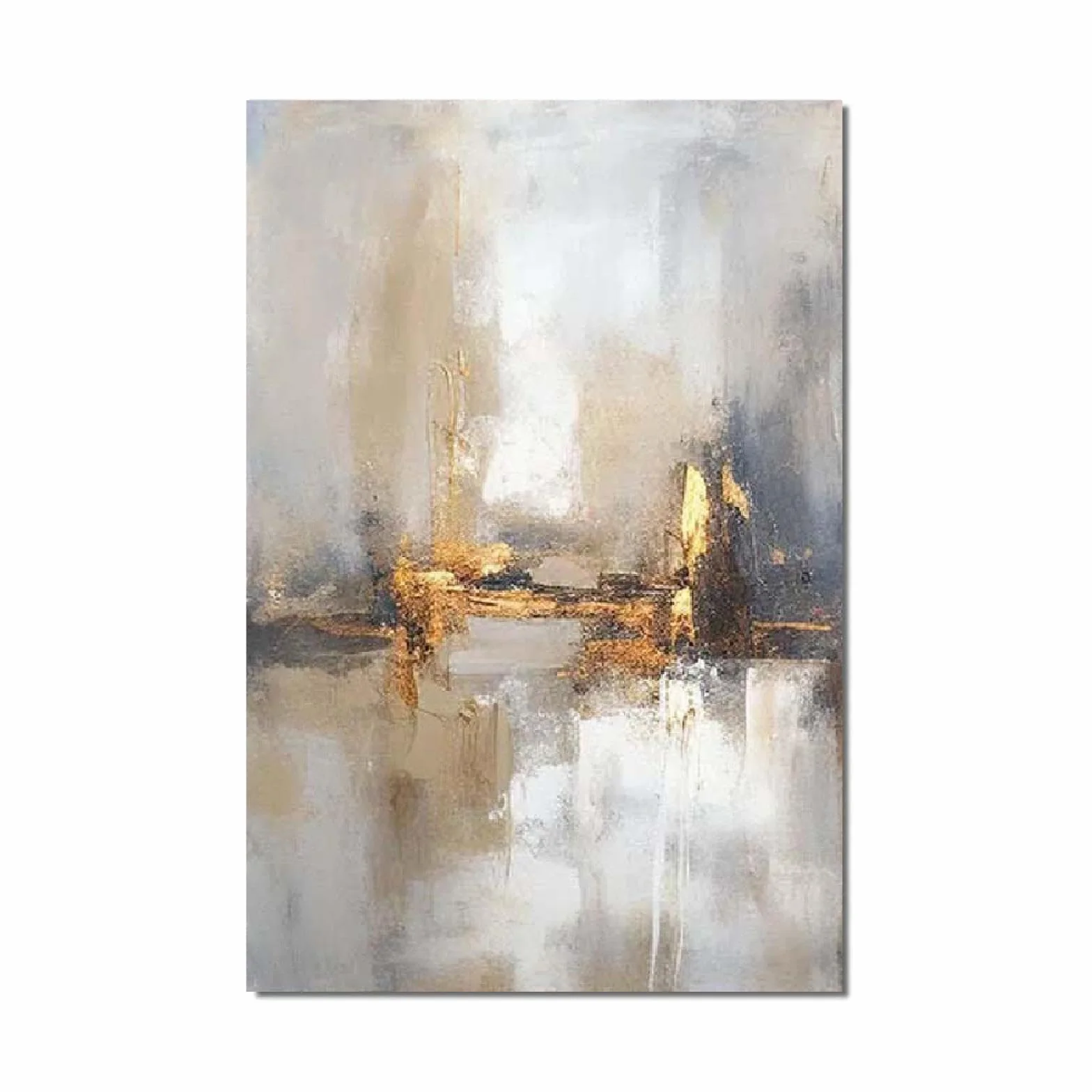 18meng Art Cuadros abstractos en lienzo blanco y dorado, 200 x 100 cm, moderno, XXL, grande, impresiones artísticas sobre lienzo, para salón, dormitorio, decoración de pared, sin enmarcar