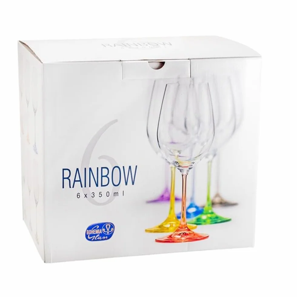 Set 6 copas vino modelo RAINBOW 22.5 cm. pie colores surtidos 35 cl.
