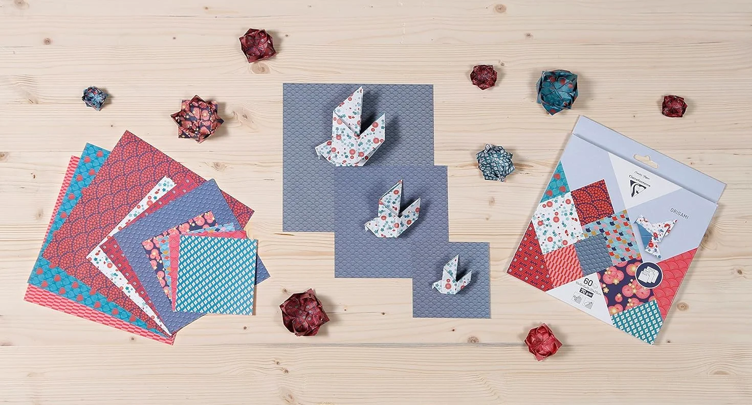 Clairefontaine Hanayo 95347C Papel Origami Pack 60 Hojas 3 Formatos 10x10 15x15 20x20 cm 70g