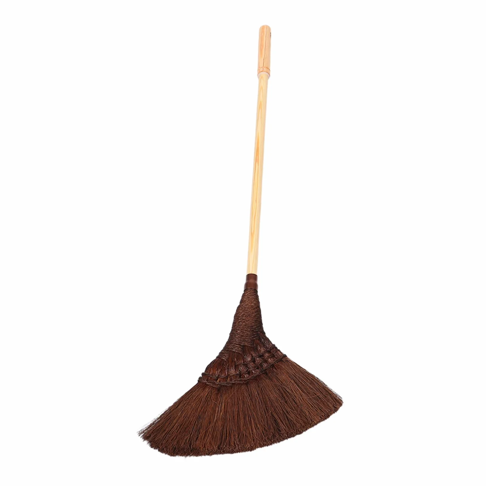Escoba de Palma Artesanal Marrón con Mango Largo de Madera | Diseño Clásico Tradicional, Desmontable, para Interior y Exterior, Pensada para Dueños de Mascotas