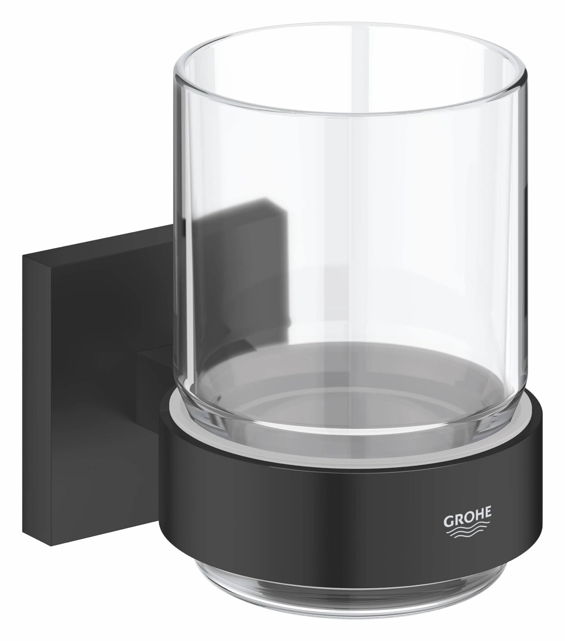 GROHE Start Cube Quickfix - Vaso de cristal con soporte, Negro Mate 410972430
