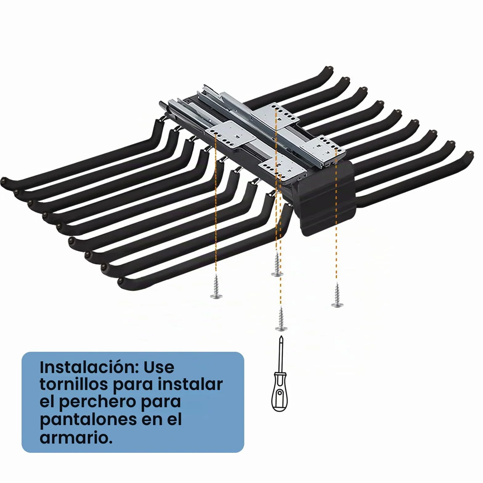 Soporte extensible para pantalón, barra para 18 pantalón, suspensión con amortiguador silencioso, organizador de ropa que ahorra espacio 45,8 cm