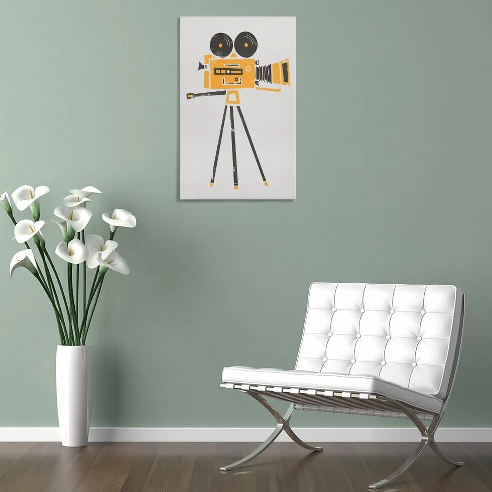 QOGDAF Póster de lienzo con cámara cine, decoración de dormitorio, paisaje, oficina, habitación, regalo, 40 x 60 cm