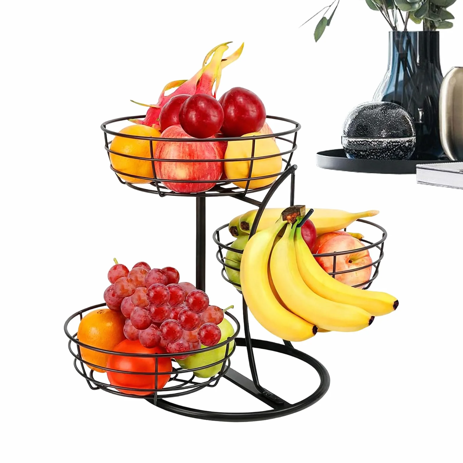 Almacenamiento de frutas para encimera - con gancho de almacenamiento para plátanos,Encimera de | Para Armarios, Apartamentos, Restaurantes, , Comida, Verduras, Pan y Snacks