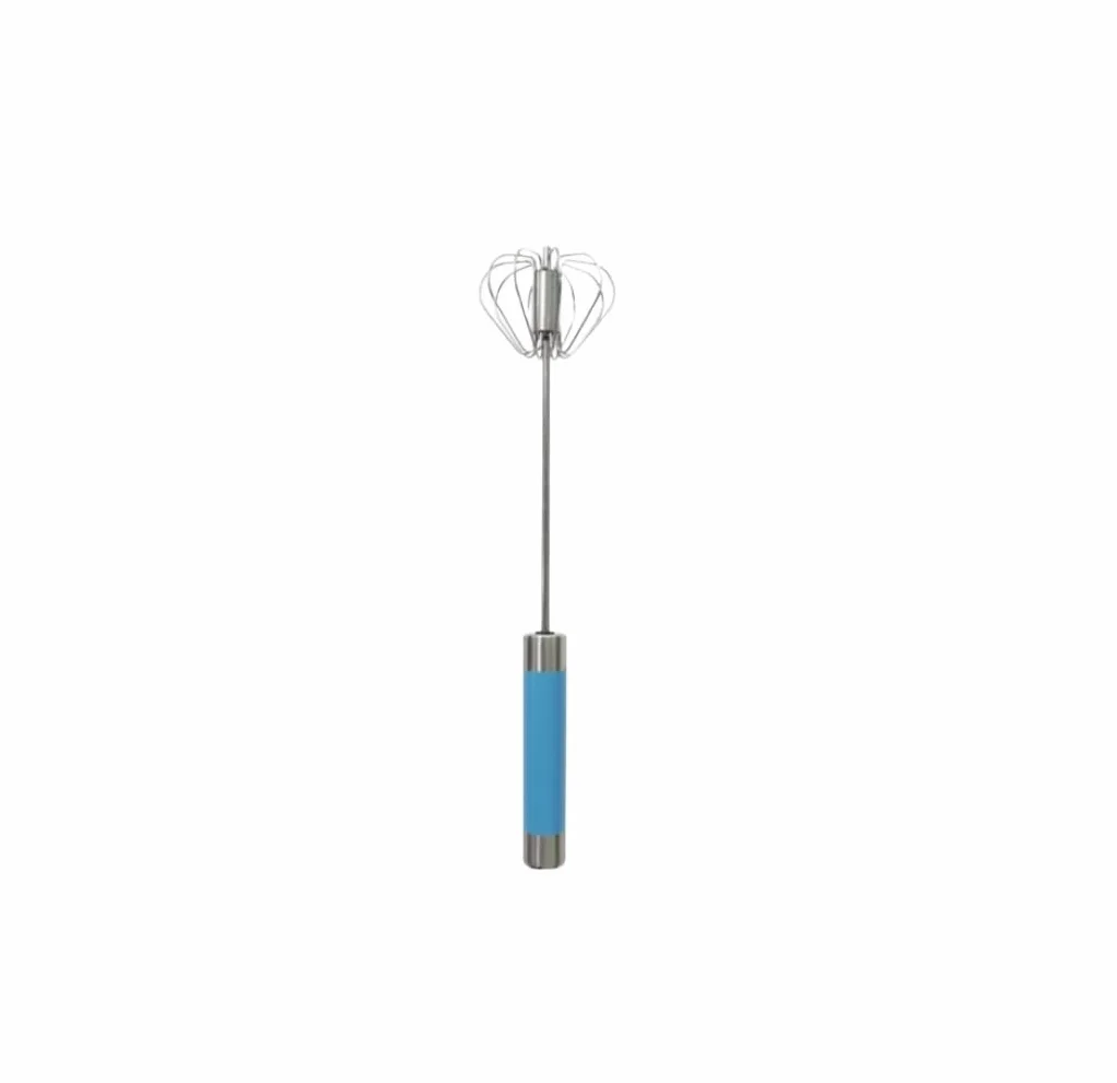 Batidor Varillas Cocina Batidor De Huevos con Varilla De Empuje De Acero Inoxidable Batidor Manual Batidor De Huevos Semiautomático Barillas Batir Batidor De Huevo(Blue,12inh)