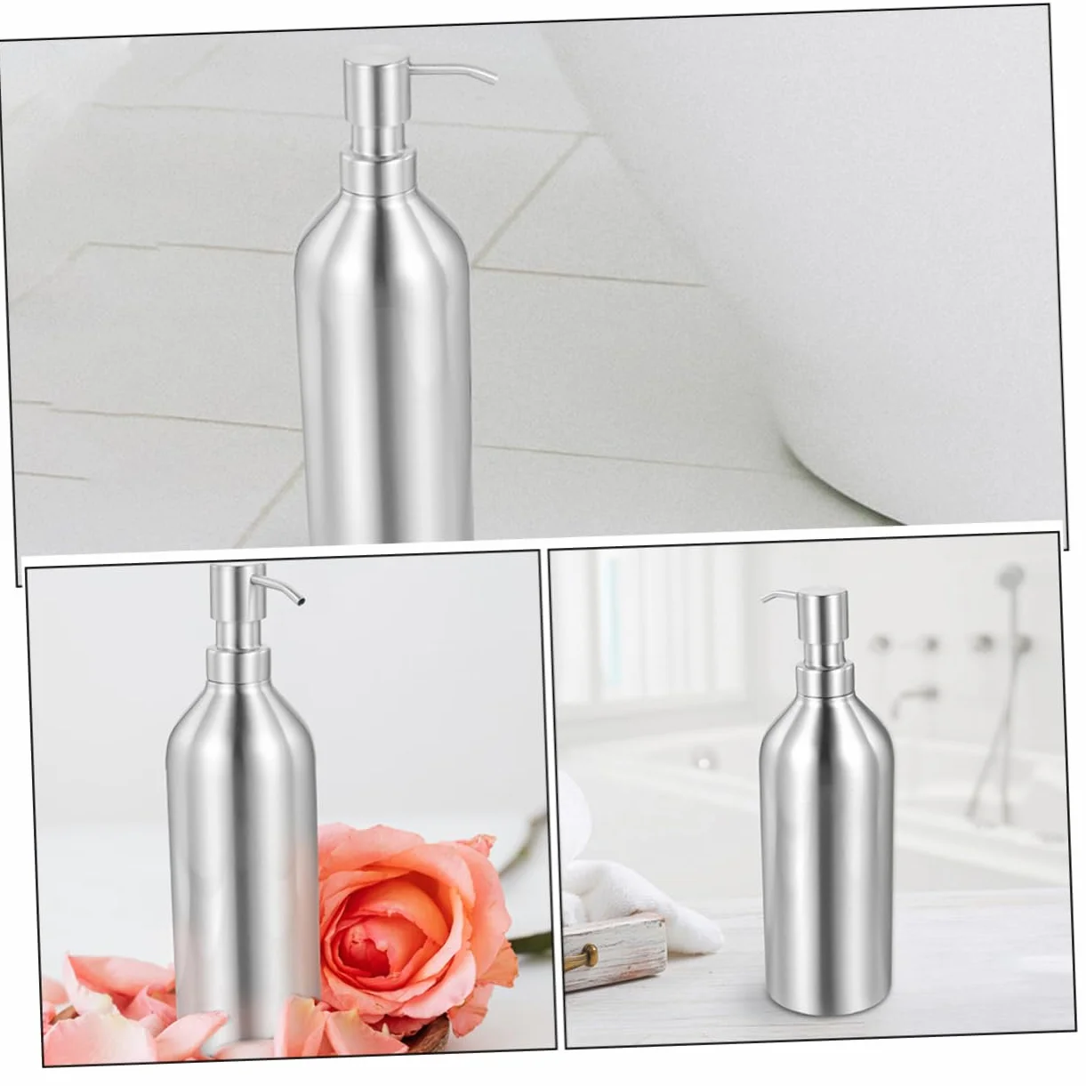Cabilock Dispensador de Jabón Recargable Diseño Recto y Hombro Curvo de Acero Inoxidable 700ml 2piezas Fácil de Presionar para Baño y Hotel