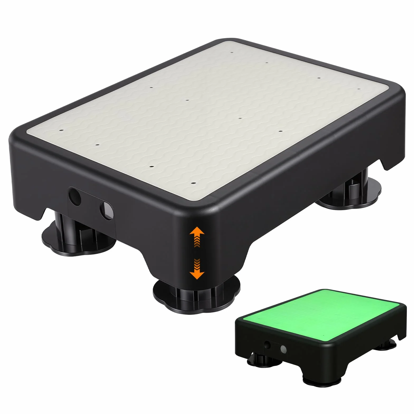 Escalón de altura ajustable, taburete con 3 niveles (9,37-15 cm) y superficie que brilla en la oscuridad, reposapiés estable para baño, cocina, oficina en casa, soporta hasta 250 kg (600 lB)