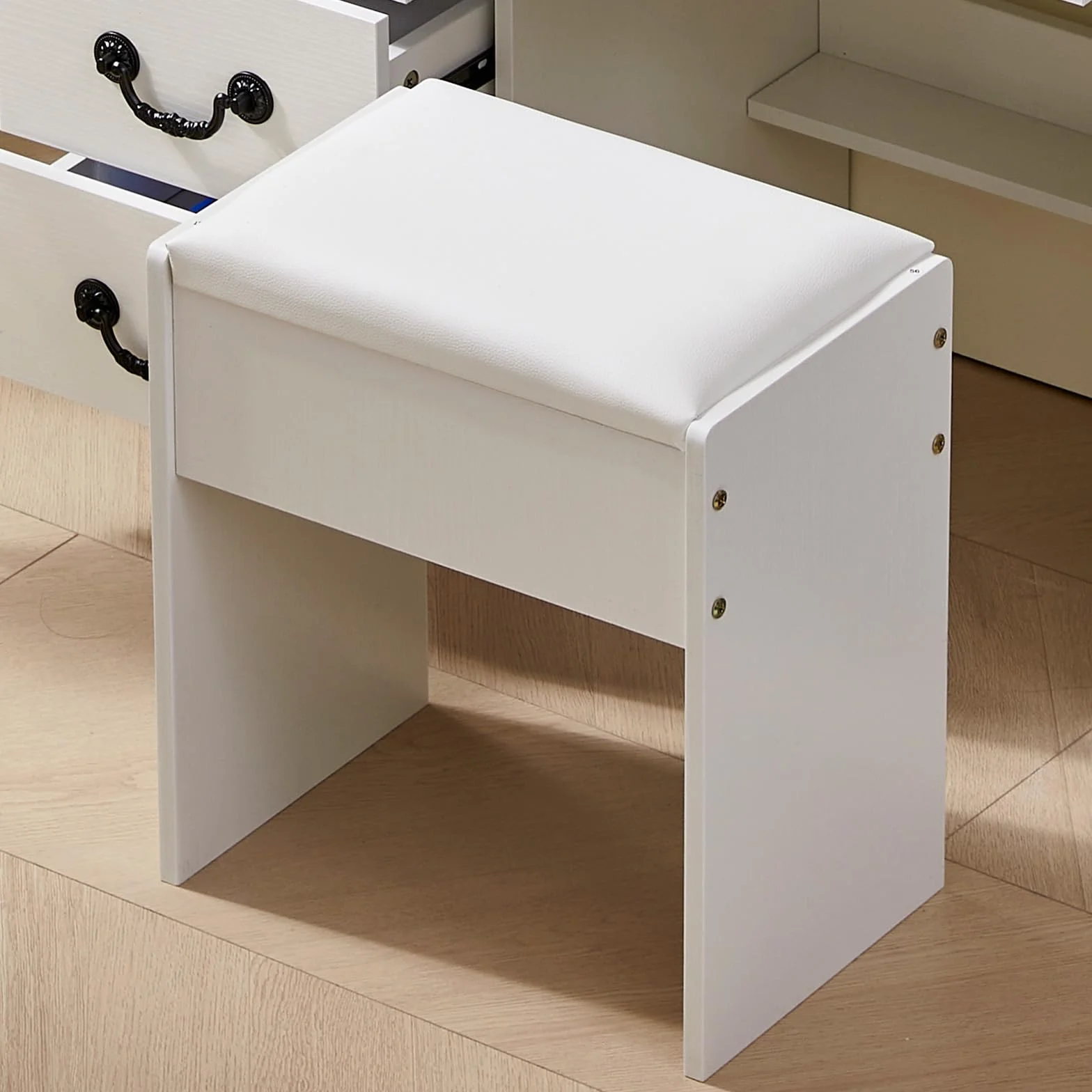 Taburete de tocador, taburete de tocador, silla acolchada de maquillaje para vestidor, entrada, dormitorio (Modern3137)
