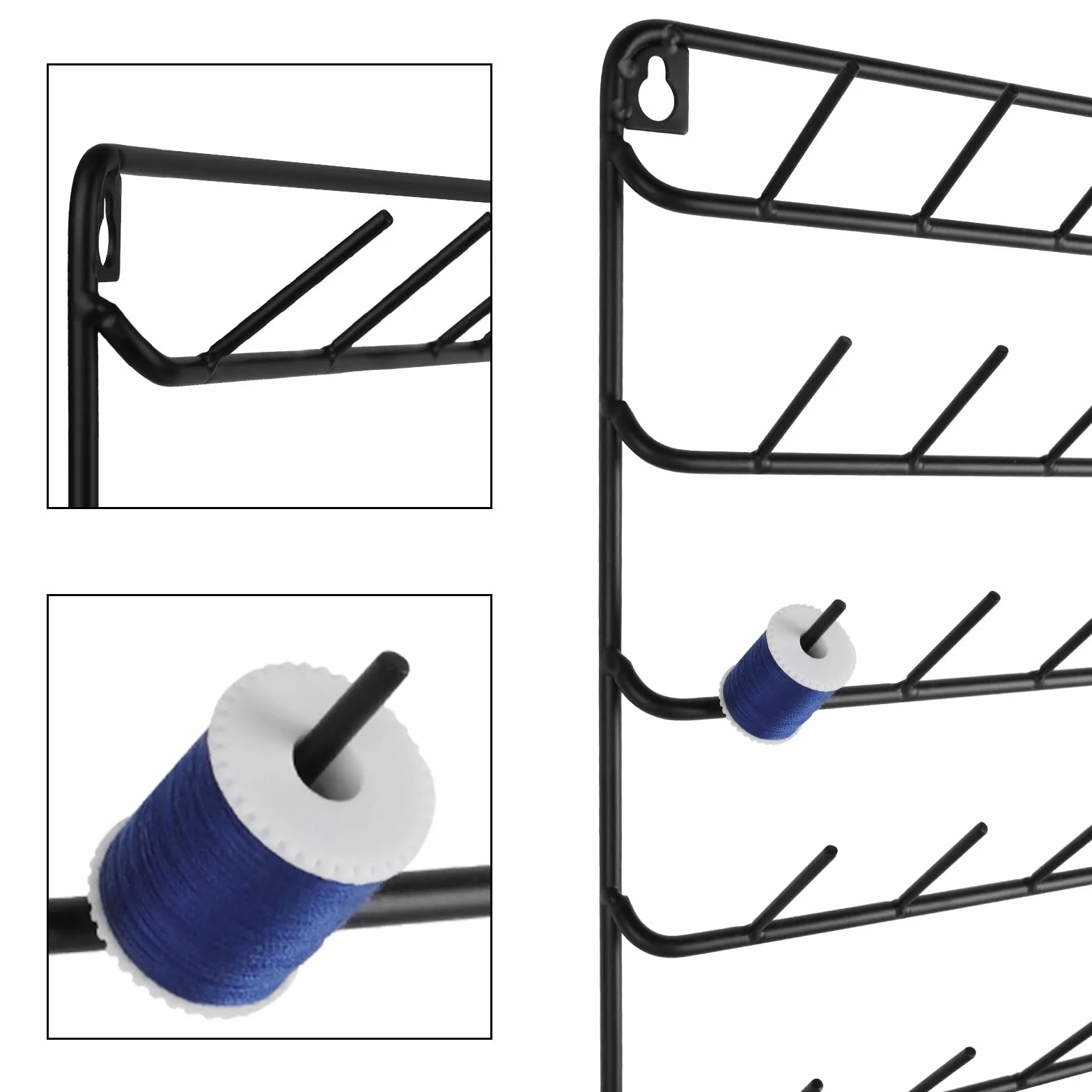 54 Soporte de Bobinas de carreter Set, Estante para Hilo de Coser, Organizador de Bobinas de Hilo, 6 Capas, Herramientas de Costura Artesanal para Acolchar, Bordar, Joyería (4, Negro)