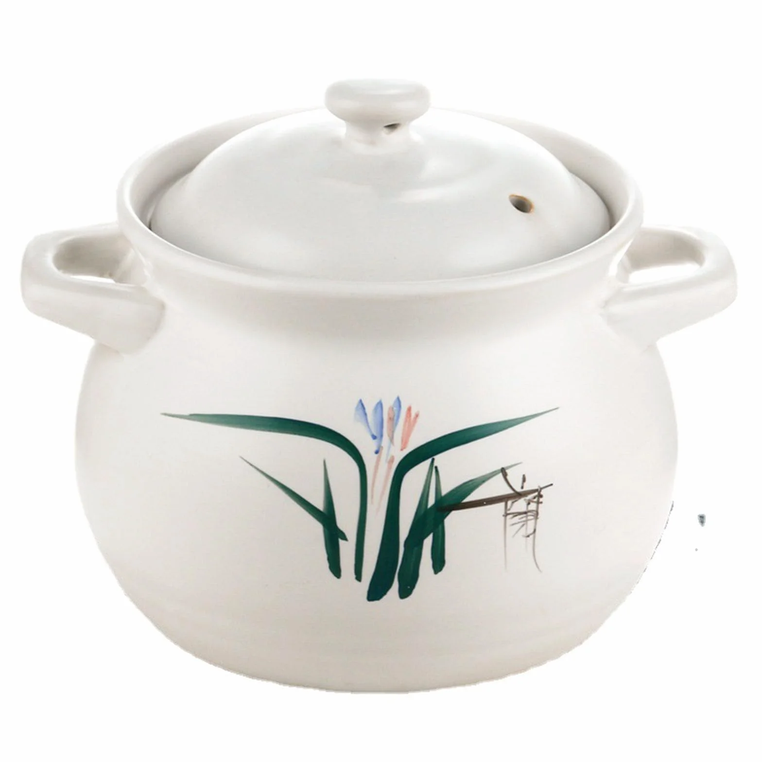 Olla de cerámica de barro con tapa para hacer guisos, gachas, sopa, 6,2 l
