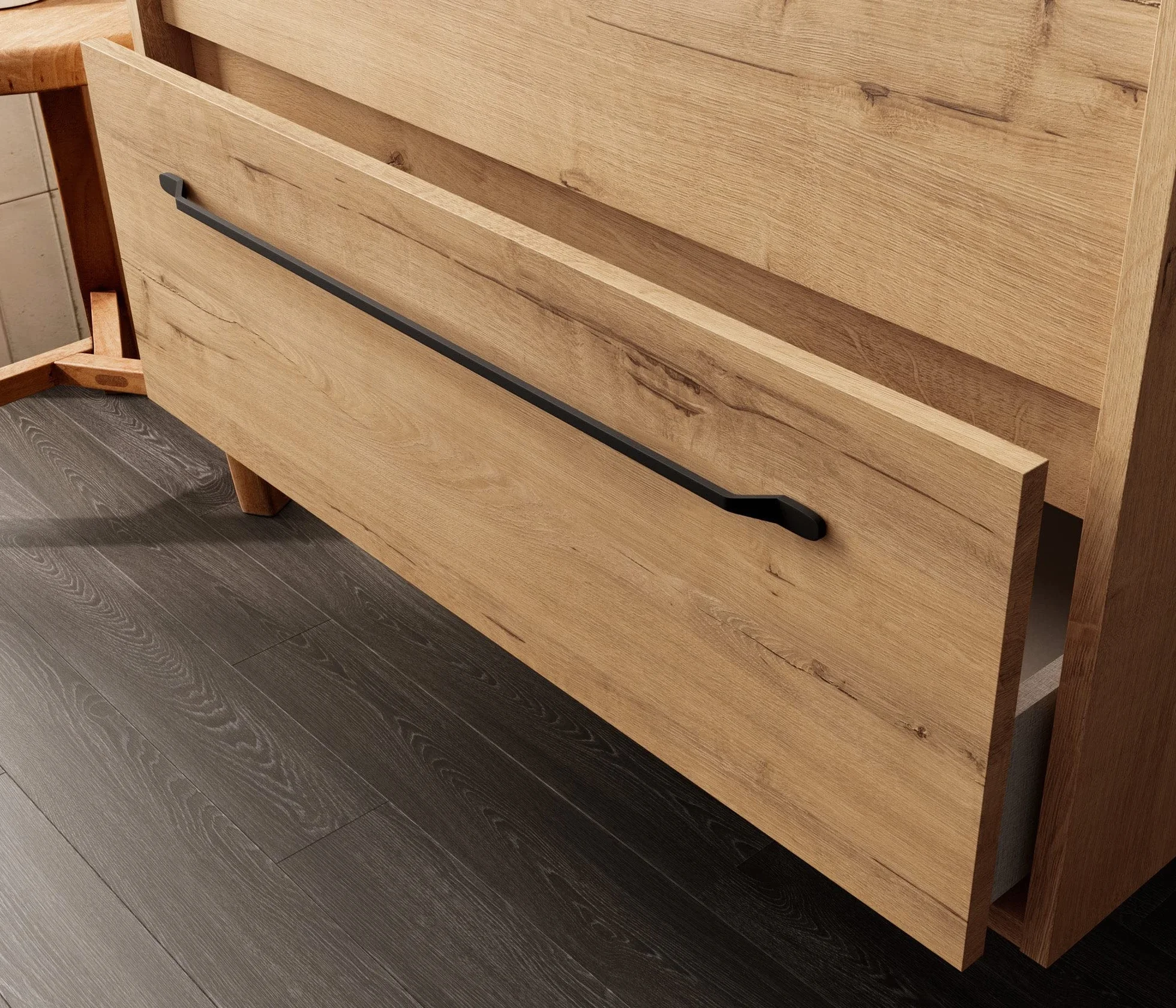 Lennox Tap Mueble de Baño sin Lavabo con Encimera Roble Ostippo Ebony - Medida: 70 CM 70 CM