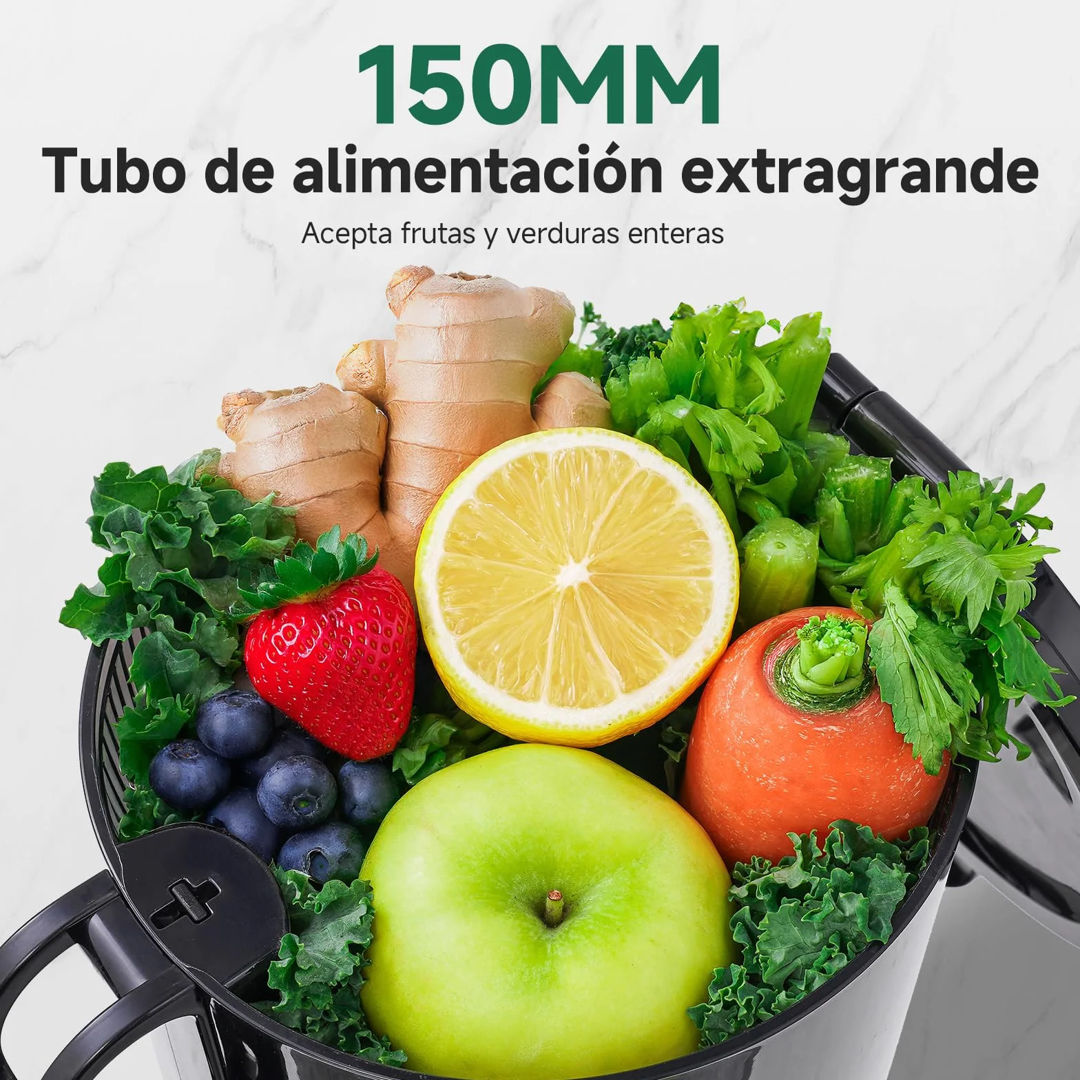AMZCHEF Extractor de Zumo Automático Multifuncional de 250W, 150MM de Apertura, Exprimidor de Frutas y Verduras de 2 Litros con Triple Filtro - Negro