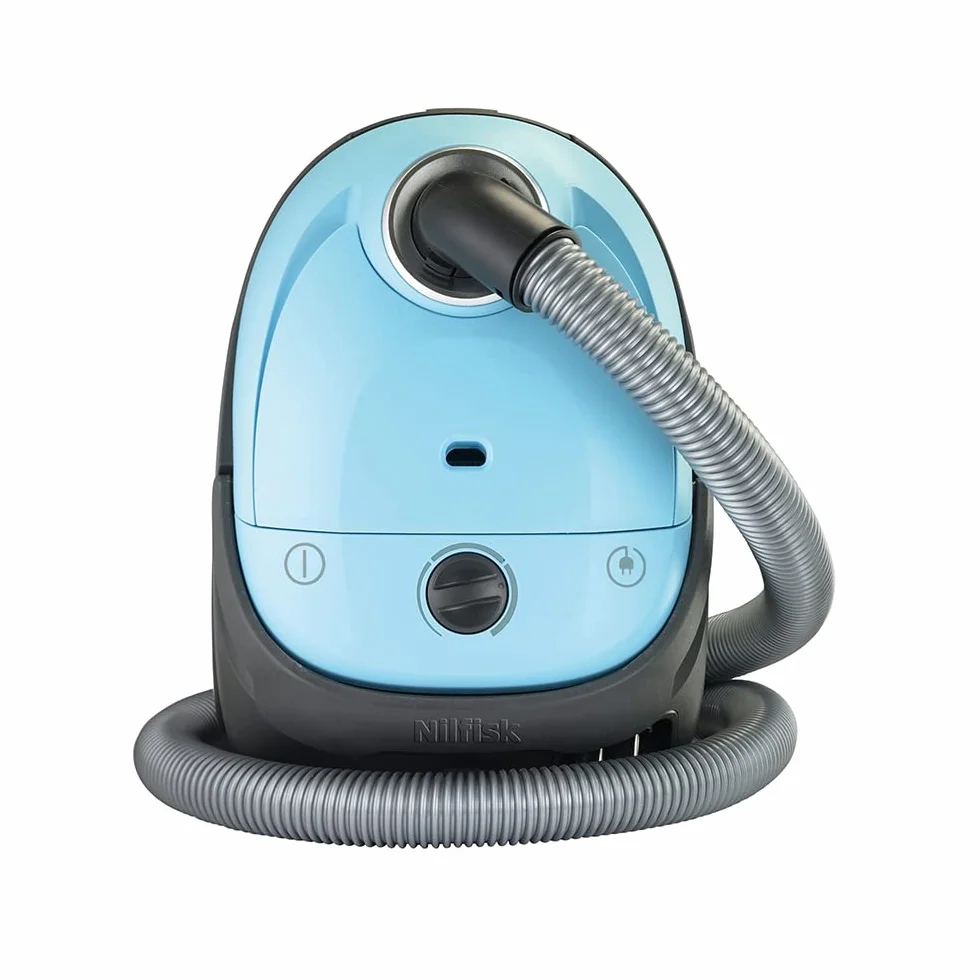 Nilfisk Aspirador de Trineo básico One, pequeño, Filtro EPA o HEPA, 3 L de Capacidad, Azul Claro & 128389187 Bolsas Aspirador, Teflón, Blanco