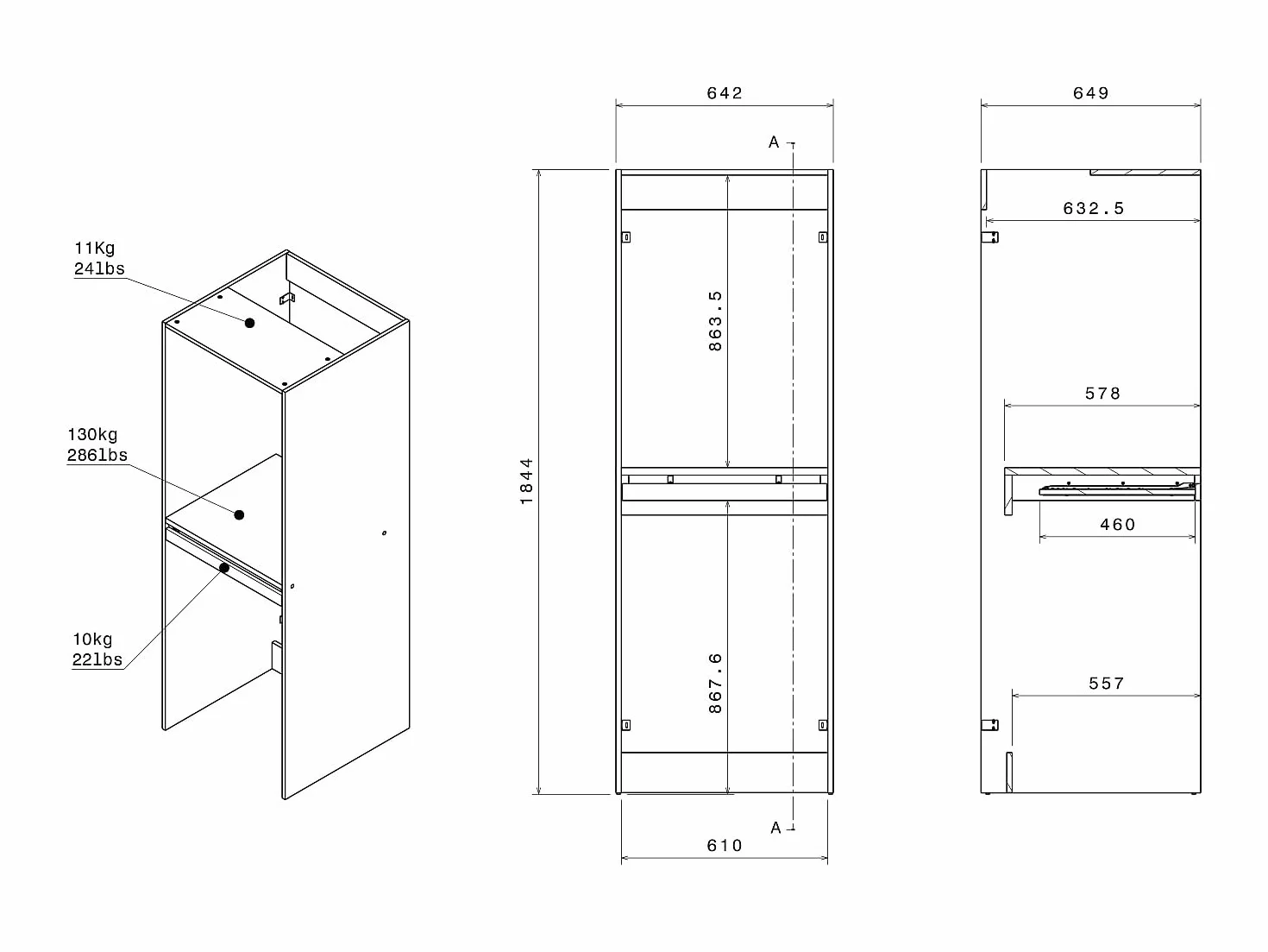 Vente-unique - Mueble para Lavadora Erkano - L 64.2cm x A 64.9cm x H 184.4cm - melamina - Color Natural Claro