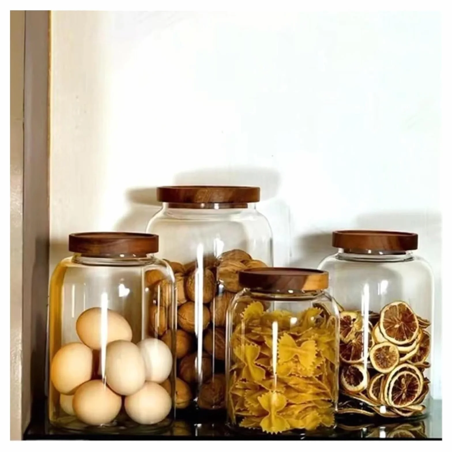 Tarrinas de cristal con tapa, Tarro de Vidrio Transparente con Tapa for Frutas Secas, Nueces, Paquete 2, 1200/2000/3000ml(2000ML)