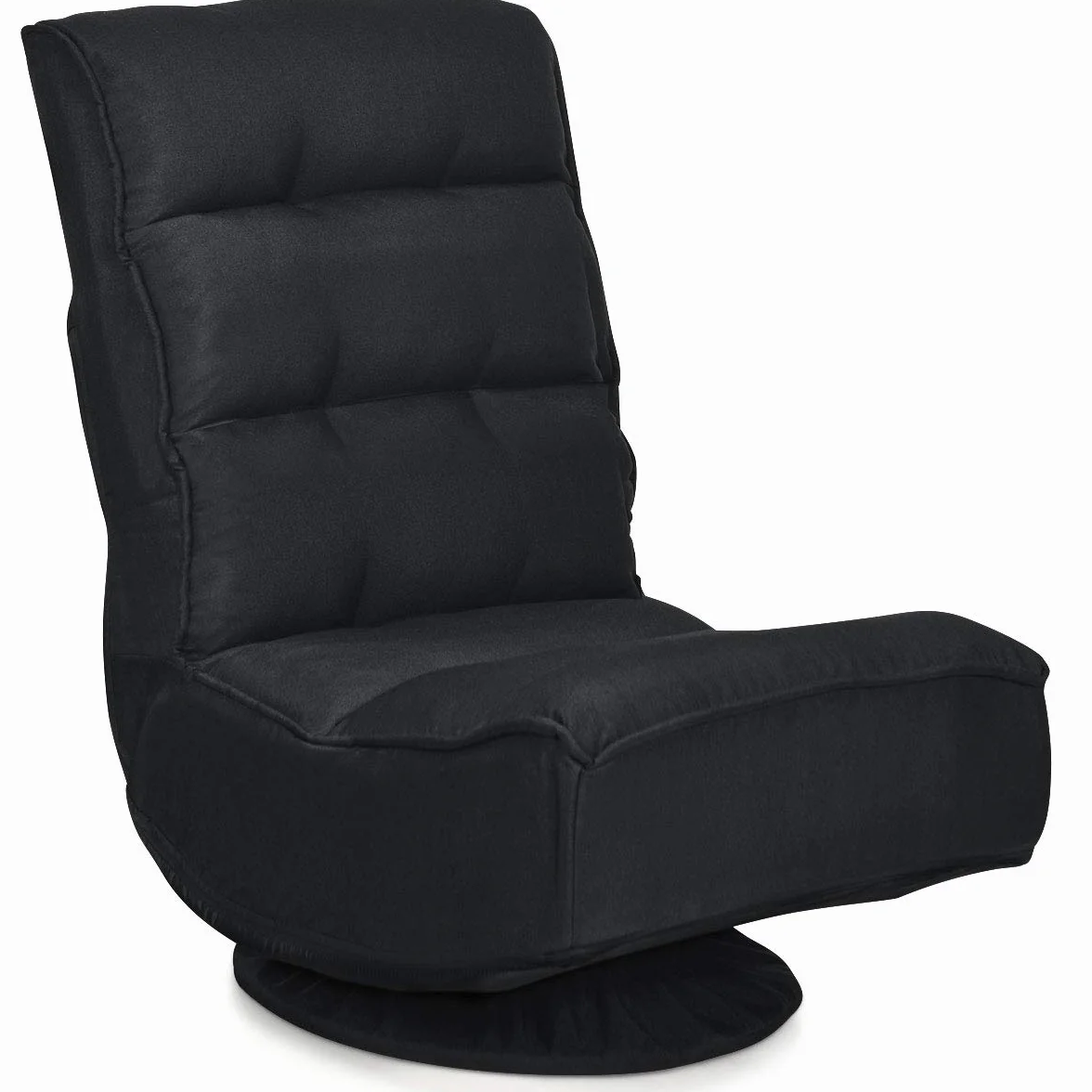COSTWAY Silla de Suelo con Respaldo Ajustable en 5 Posiciones Silla de Relax Meditación con Base Giratorio 360 ° para Hogar TV (Negro)