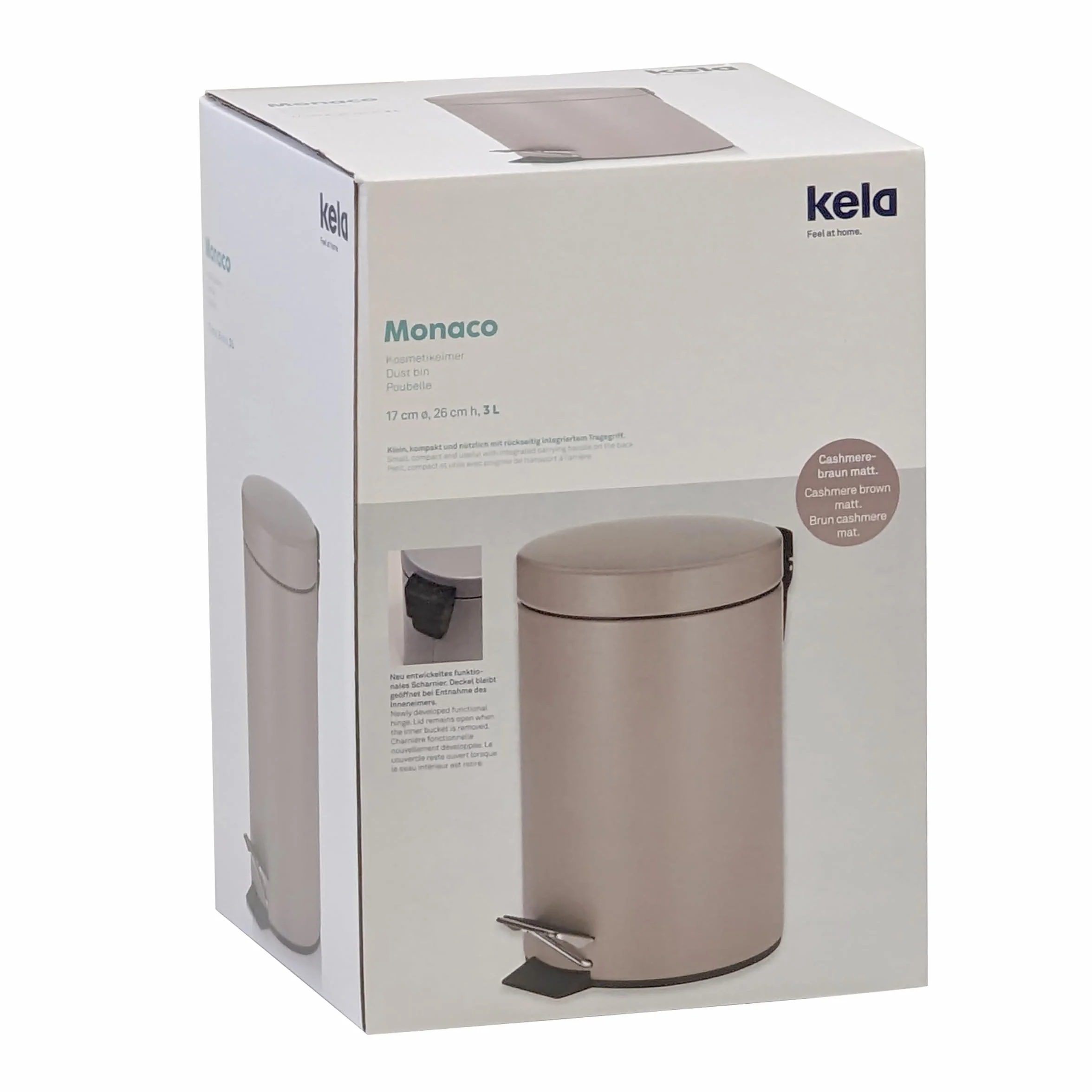 kela Cubo de basura metálico con pedal 3 L marrón cachemira mate MONACO