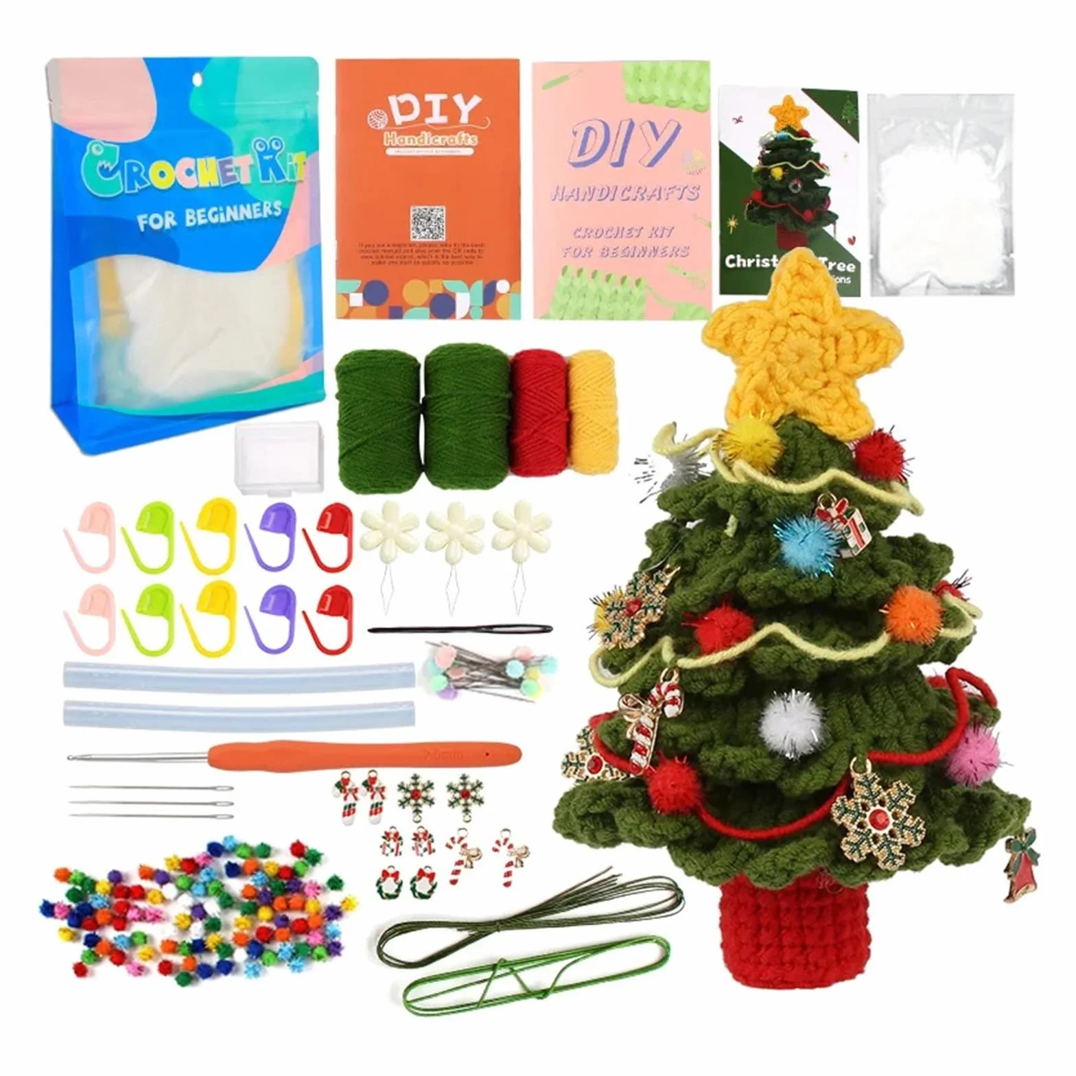 Kits de Ganchillo Kit de animales crochet for principiantes con instrucciones, hilo algodón, agujas, gancho y juego herramientas for tejer. Manualidades DIY para Proyectos de Manualidades(Color-18)