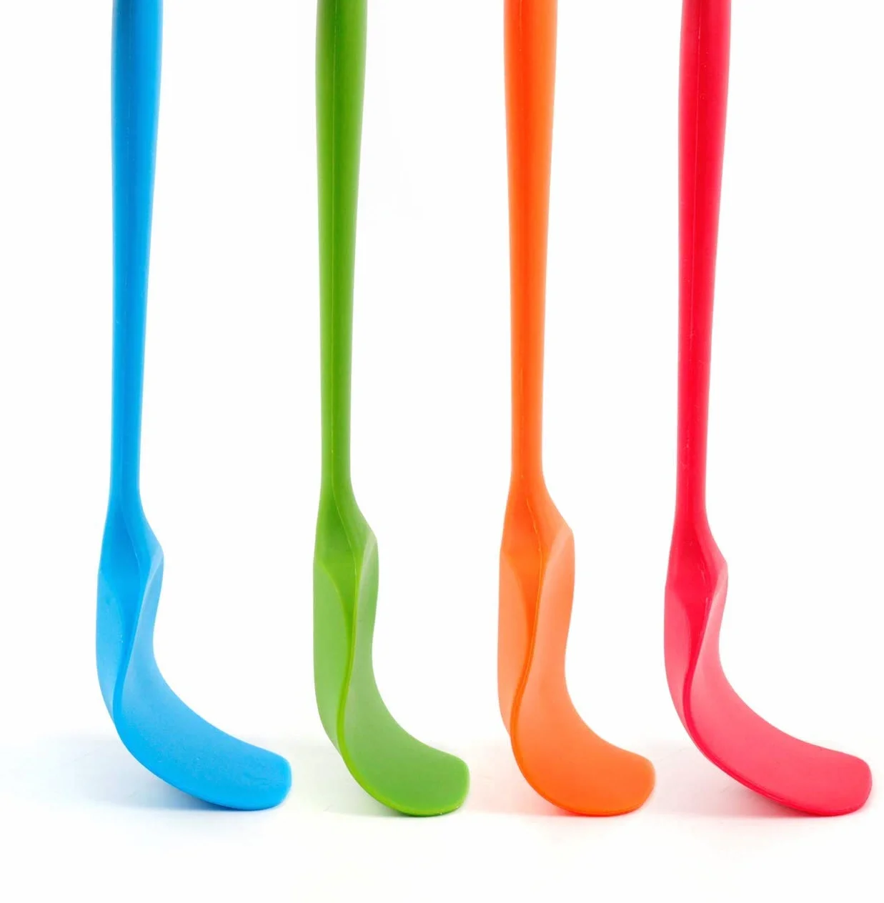 Juego de espátulas de silicona de grado alimenticio, resistentes al calor, espátulas de goma pequeñas, 4 espátulas de silicona antiadherentes, para hornear, curvadas, multicolor (21,7 cm)