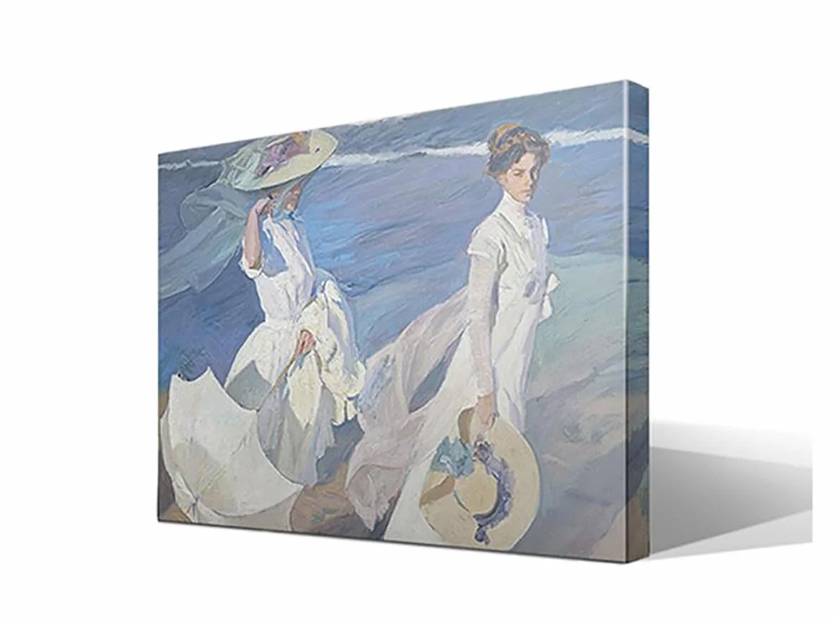 Paseo a la Orilla del Mar | Joaquín Sorolla | Luminismo | Cuadro Canvas Wall Art | Impresión Giclée lienzo algodón puro | Bastidor 3cm | 55x75cm