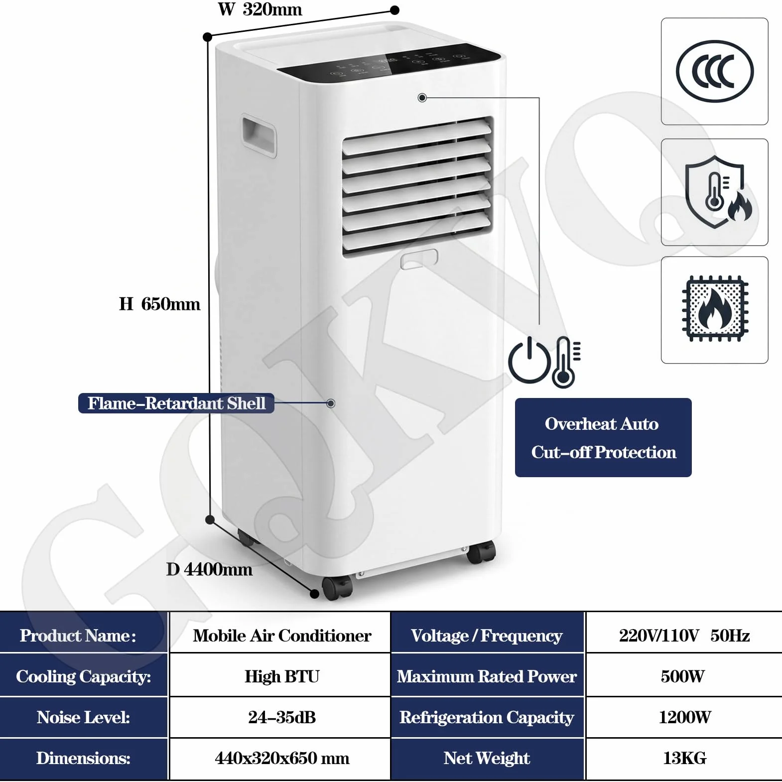 Aire acondicionado portátil, 7000 BTU CA | Unidad con kit de ventana, enfría hasta 240 pies cuadrados. para dormitorio, habitación, oficina