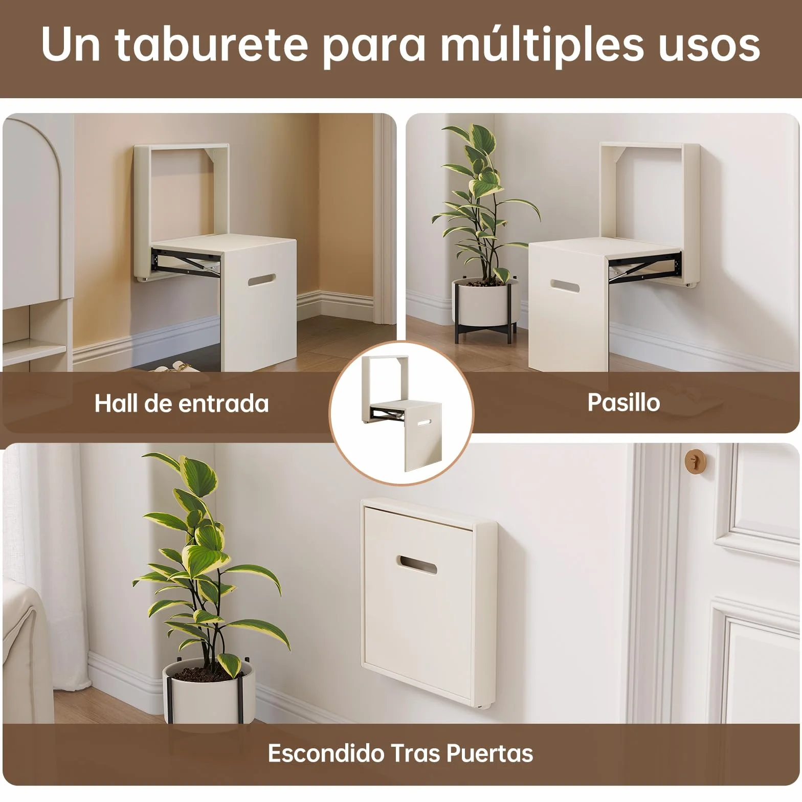 Miuuod Silla Plegable montada en la Pared de Pulgadas de Ancho, Taburete para Cambiar Zapatos, reposapiés para Puerta, Taburete Plegable para Colgar balcón, taburetes de Pared Ocultos Que
