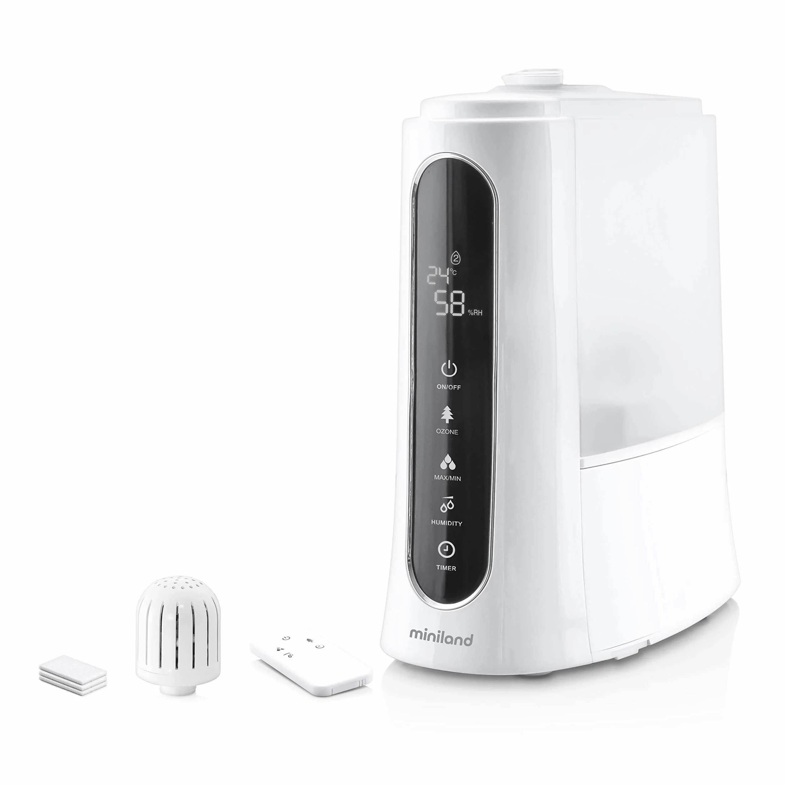 Miniland Humitouch Pure - Humidificador Ultrasónico Programable, com Ozonizador y Aromaterapia, más de 50 Horas de Autonomía, Capacidad 5L