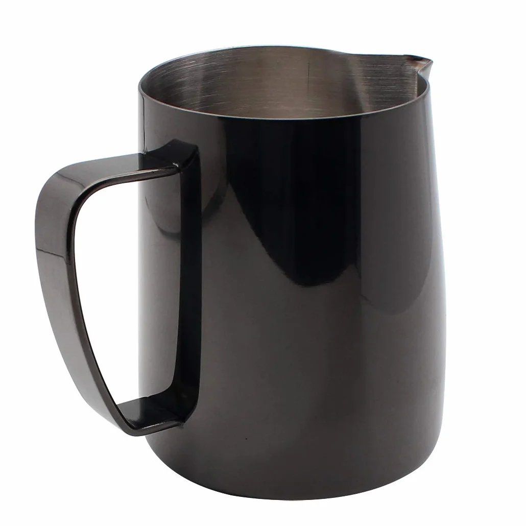 Jarra De Espuma De Leche De Acero Inoxidable Chapada En Titanio 350ML Arte Latte Café Capuchino Negro