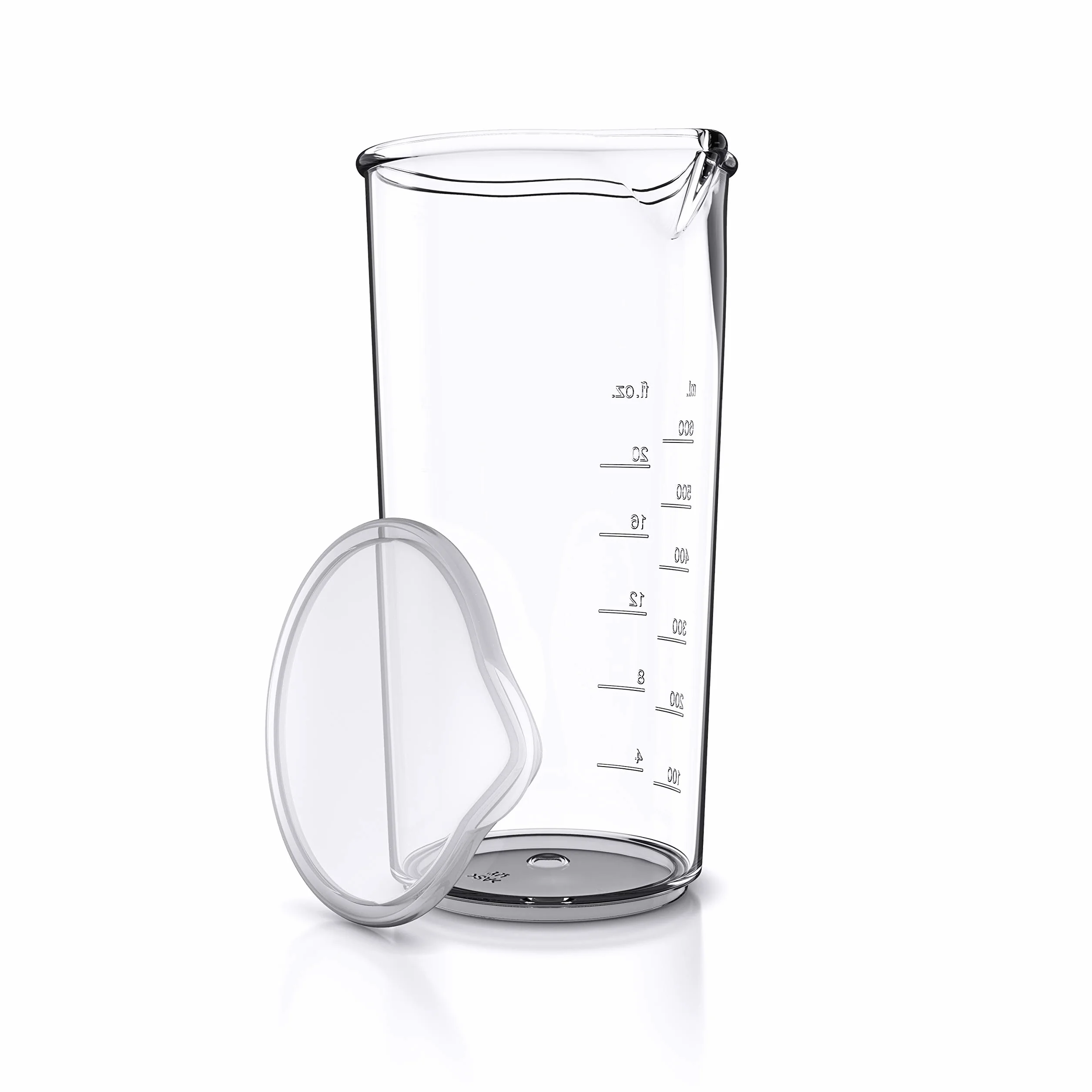 Jarra dosificadora de plástico graduada 600 ml 20 onzas - Vaso medidor transparente para batidoras eléctricas