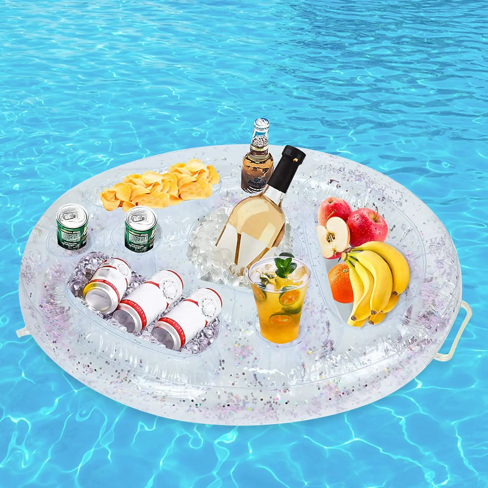Posavasos hinchable 2 en 1 8 agujeros flotante para piscina playa fiesta