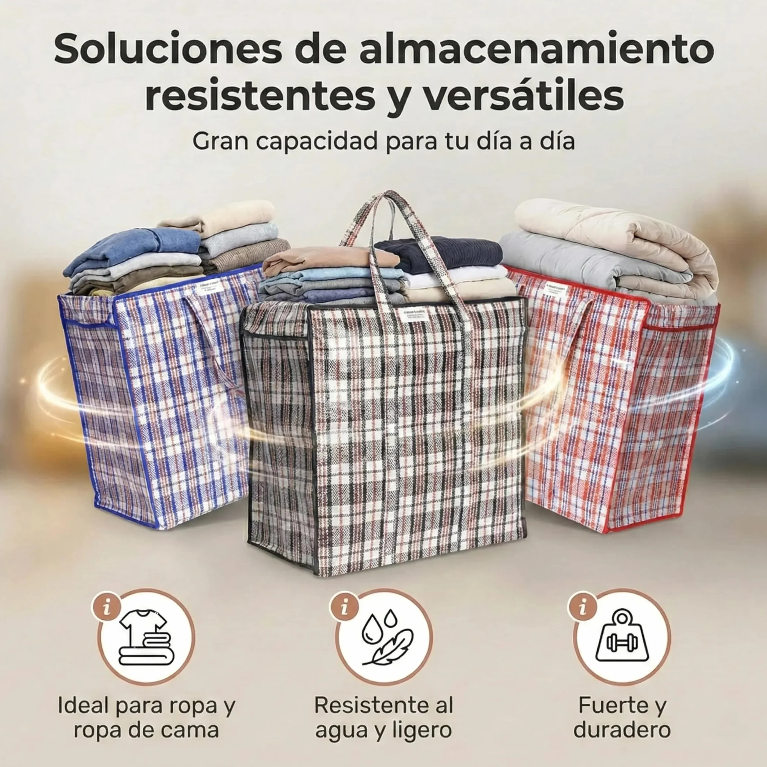 Josephine Osthoff bolsas almacenaje ropa 75L 20kg pack de 6 resistentes al agua