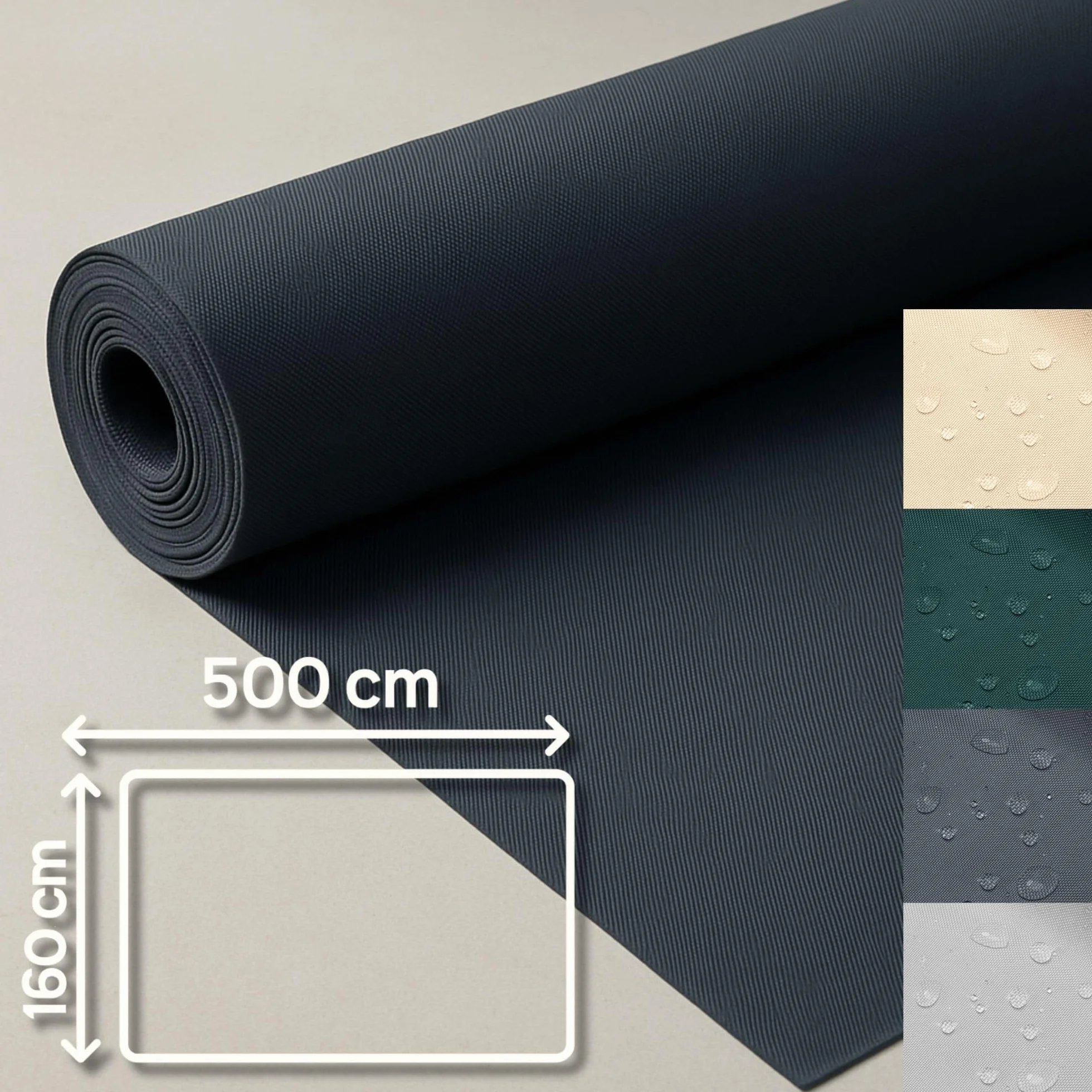 Tela impermeable por metros 5M x 160 cm - Tejido resistente al agua para exterior ideal para cojines cortinas fundas muebles de jardín y proyectos de costura Grafito Certificado Oeko-Tex