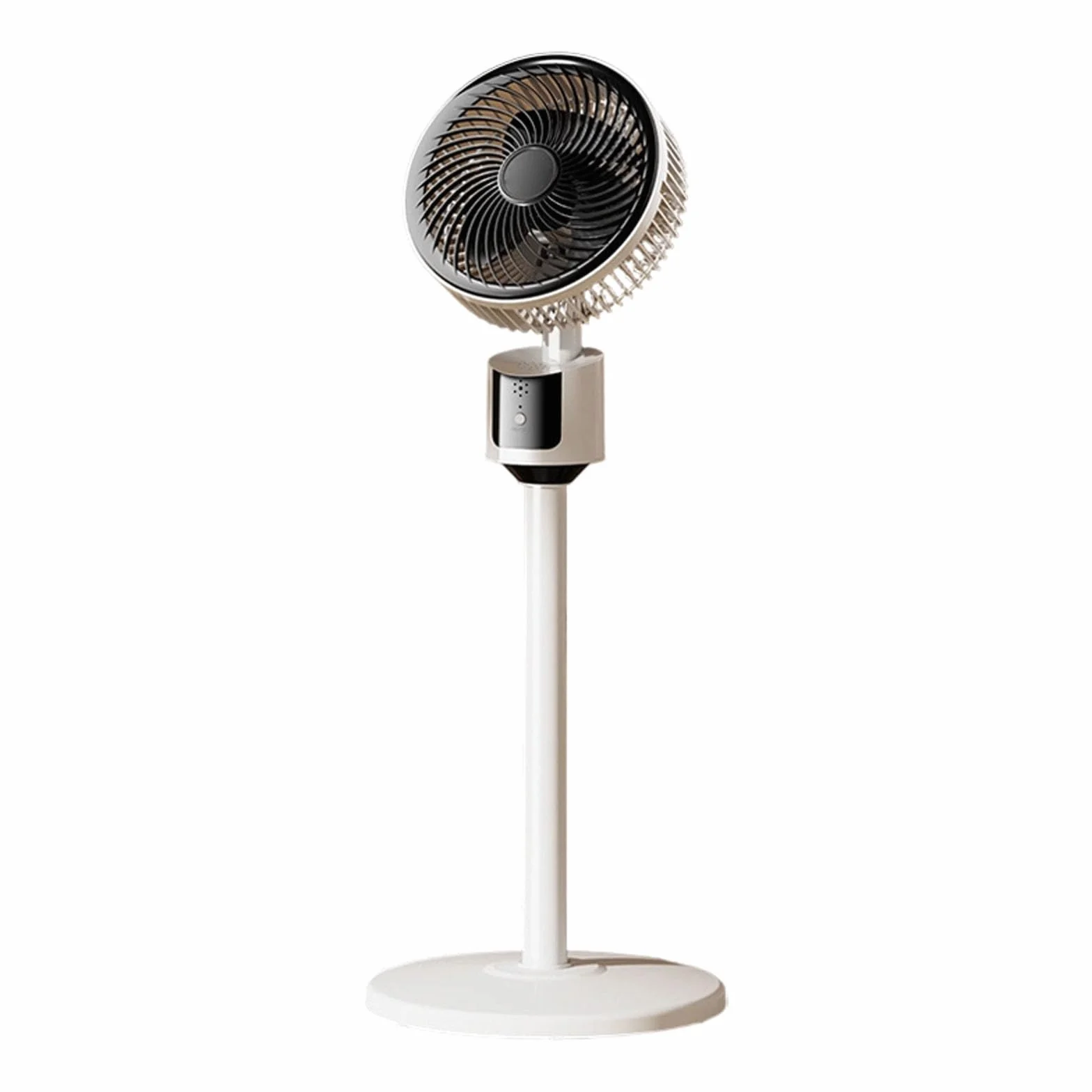 Ventilador de pie, circulador de aire para toda la habitación con flujo de aire de 90 pies, motor CC silencioso de 30 dB, pedestal oscilante de 90°, 3 velocidades, altura ajustable, dispositivo de
