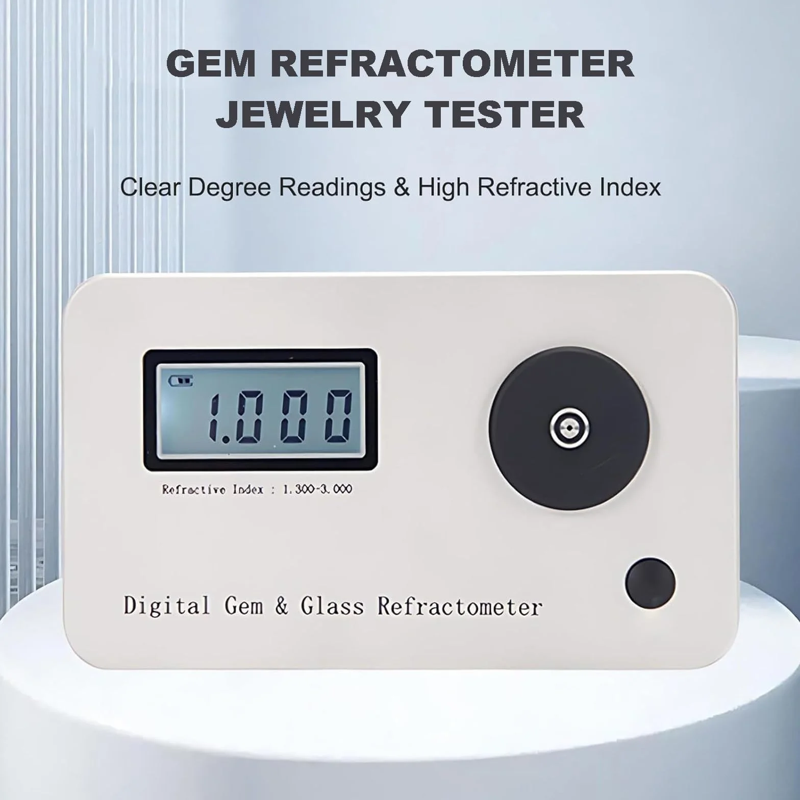 Refractómetro portátil de gemas, probador profesional de joyas mide índice de refracción 1.300-3.000, identificador de piedras preciosas fácil de usar para joyeros