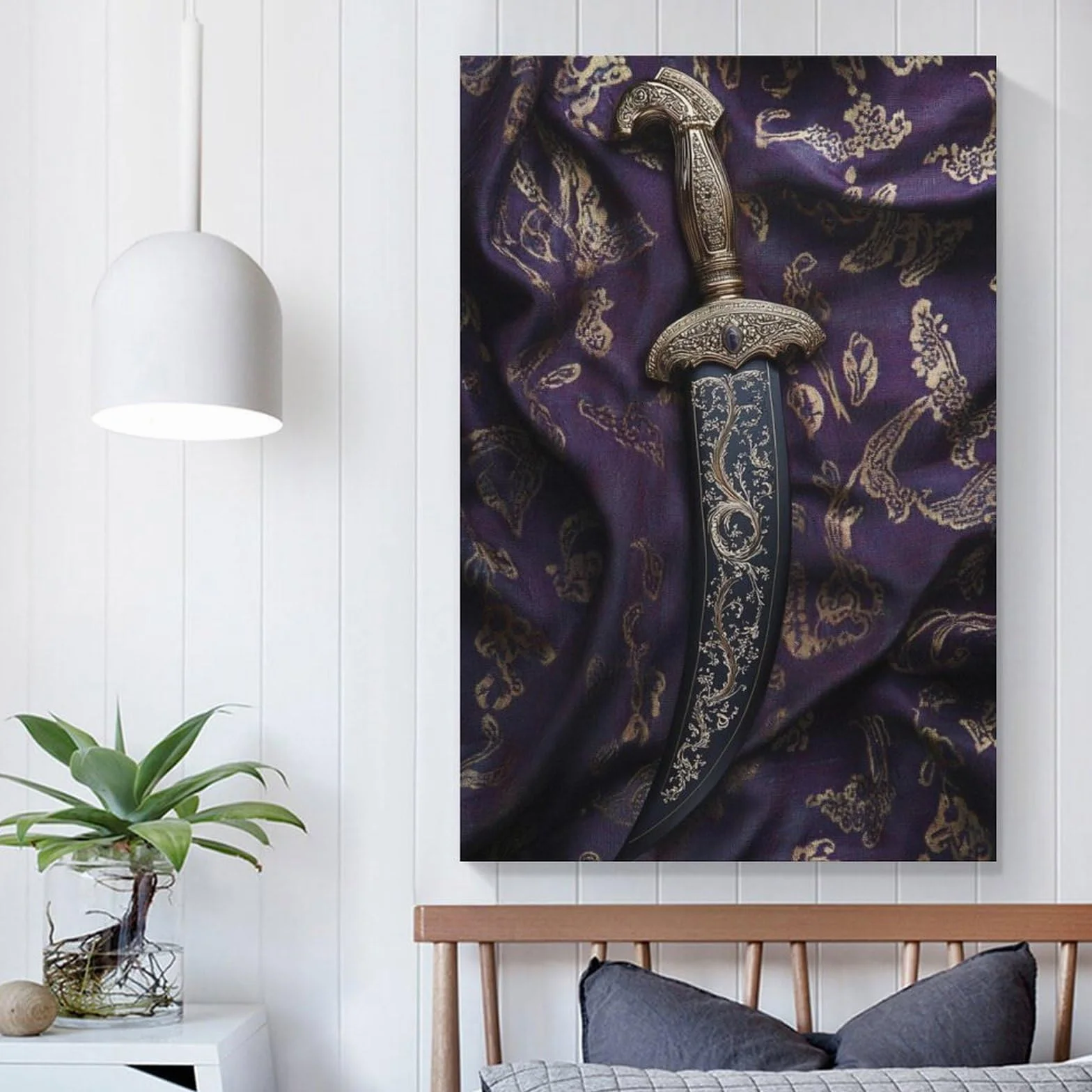 WJWART Sikh Kirpan - Póster en lienzo para decoración de dormitorio, oficina, habitación, regalo, 60 x 90 cm