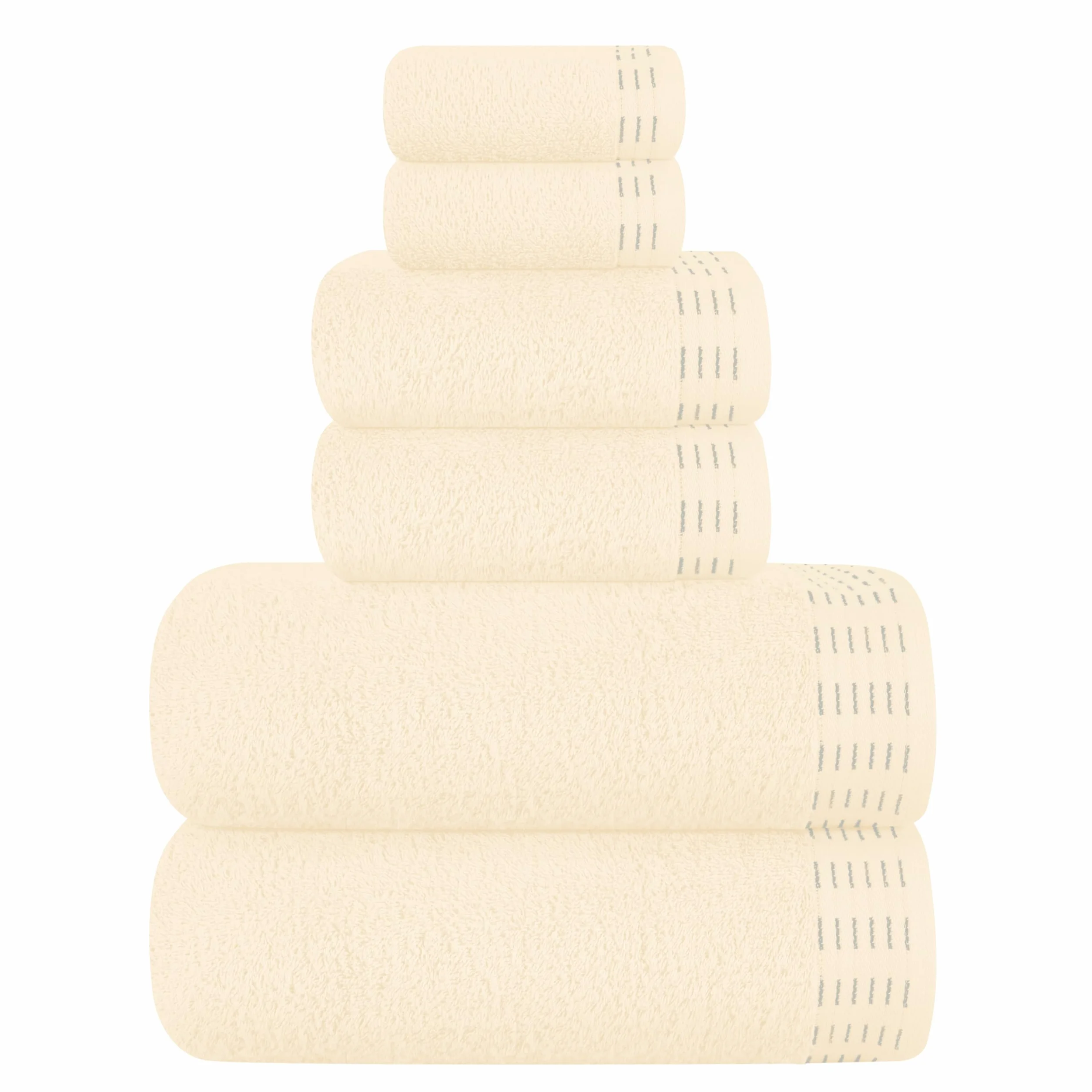 BELIZZI HOME Juego de 6 toallas de algodón ultrasuave, contiene 2 toallas de baño de 28 x 55 pulgadas, 2 toallas de mano de 16 x 24 pulgadas y 2 paños de 12 x 12 pulgadas, ideal para uso diario