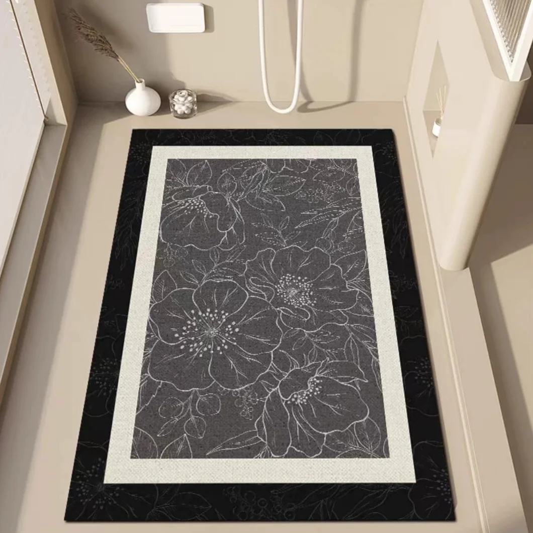 Surwin Alfombra Ducha Antideslizante, Estilo Moderno Antideslizante Bañera Alfombra PVC Alfombrillas Ducha Bañera Secado Rápido Baño con Orificio de Drenaje (Antracita,100x120cm)