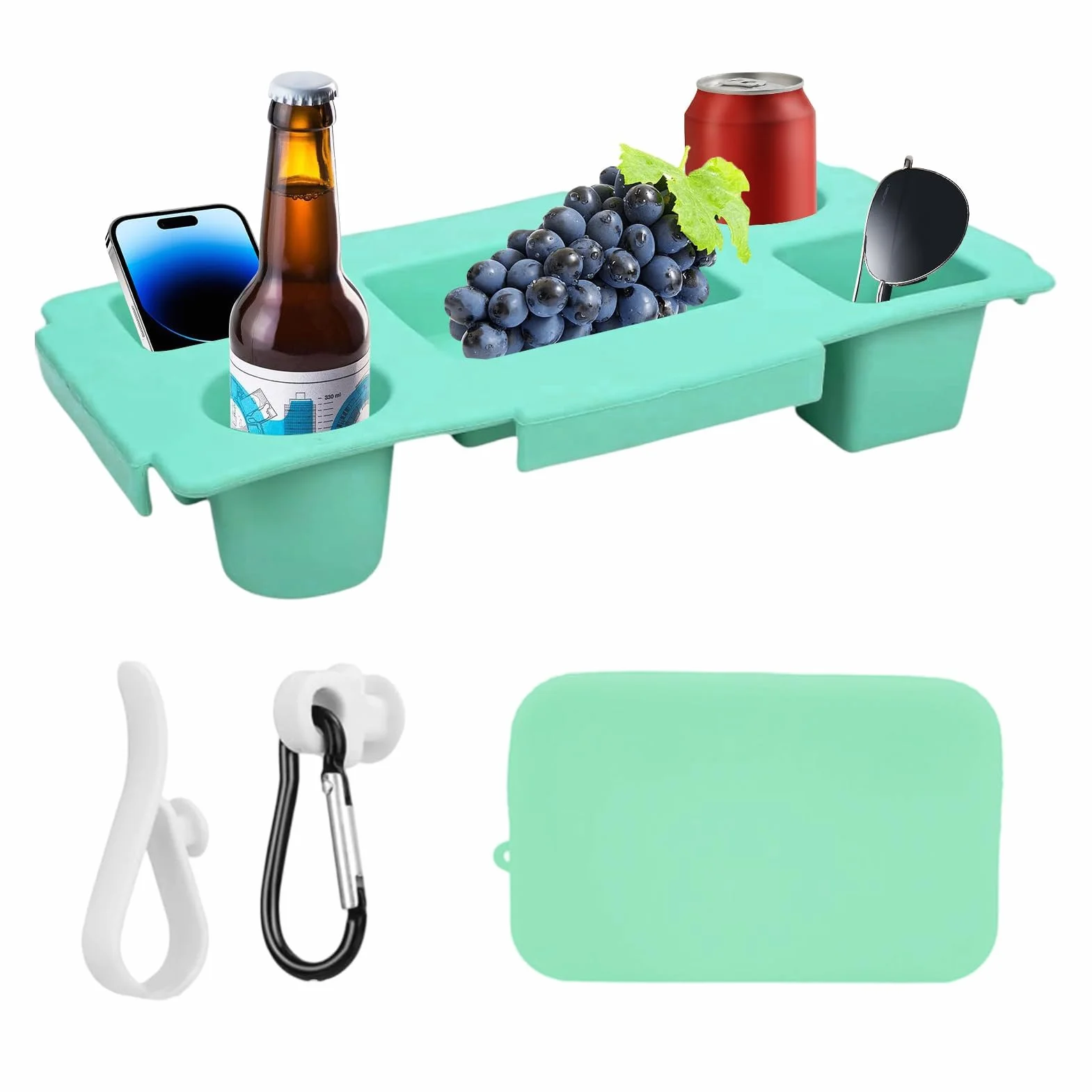 Bolsa de playa para bebidas y aperitivos, bandeja de EVA portátil para bebidas y aperitivos con soporte de teléfono de configuración rápida para uso en exteriores