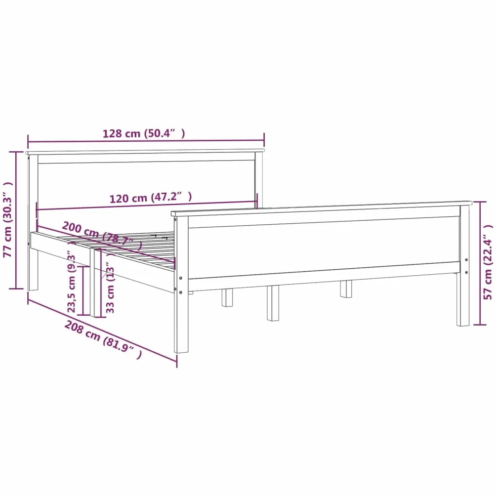 Marco de cama de madera maciza para dormitorio, 120 x 200 cm, madera de pino natural, plataforma estable con cabecero para adultos, jóvenes, muebles robustos sin colchón