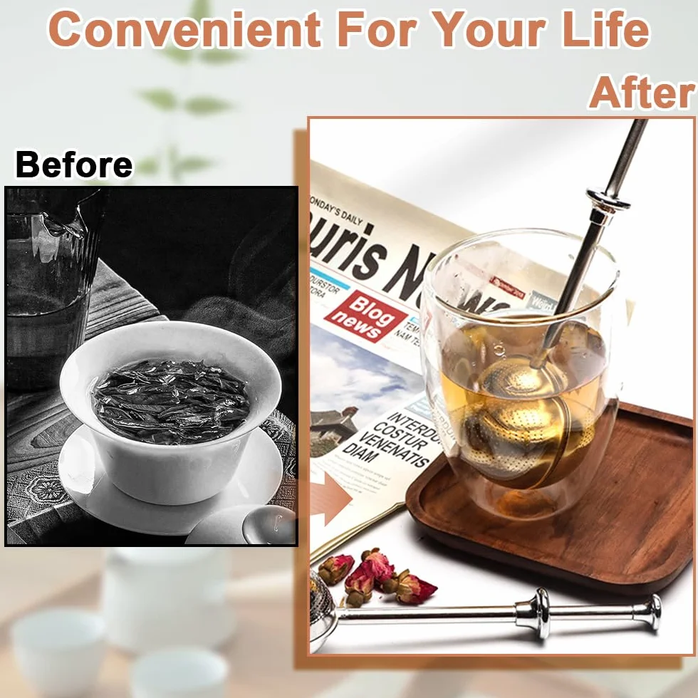 4 infusores de té de acero inoxidable para hojas sueltas, colador de té de malla fina 2025, accesorios de té, varita de polvo para hornear, sacudidor de azúcar (4 piezas)