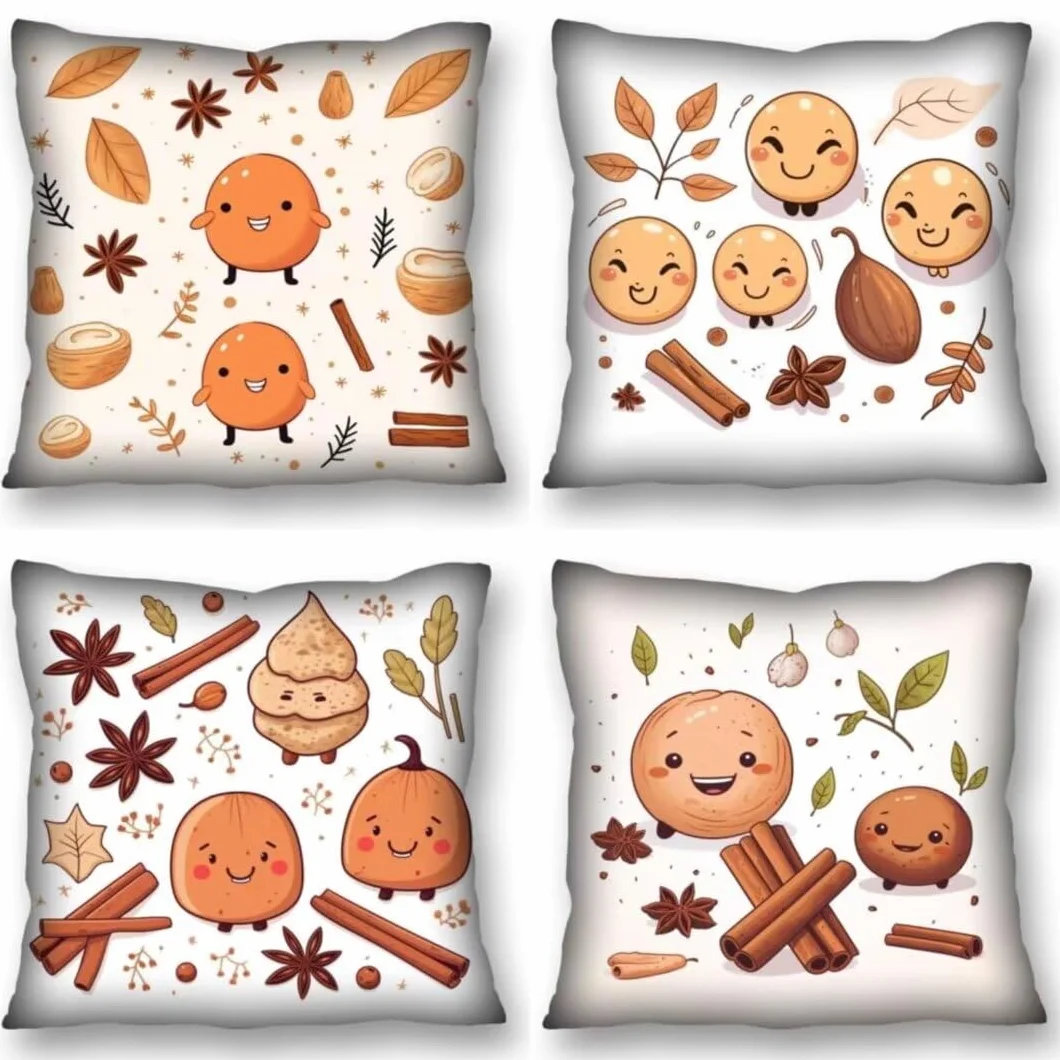 Juego de 4 Fundas de Cojines 70x70 cm Cojines verdura especias Funda Cojin Cuadrados de Lino Fundas Cojines Sofá Cojines Decorativos para Salón Sofá Dormitorio Coche Jardín Silla Decoración del Hogar