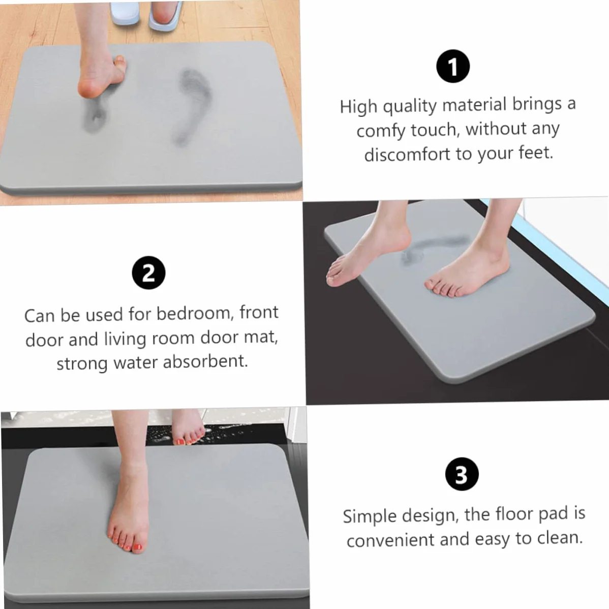Cabilock Alfombra Antideslizante Alfombra De Ducha Alfombras De Baño para Bañera Esteras De Espuma Alfombra+Puerta+Exterior+Exterior Barro De Diatomeas Esponja Lujo Ligero