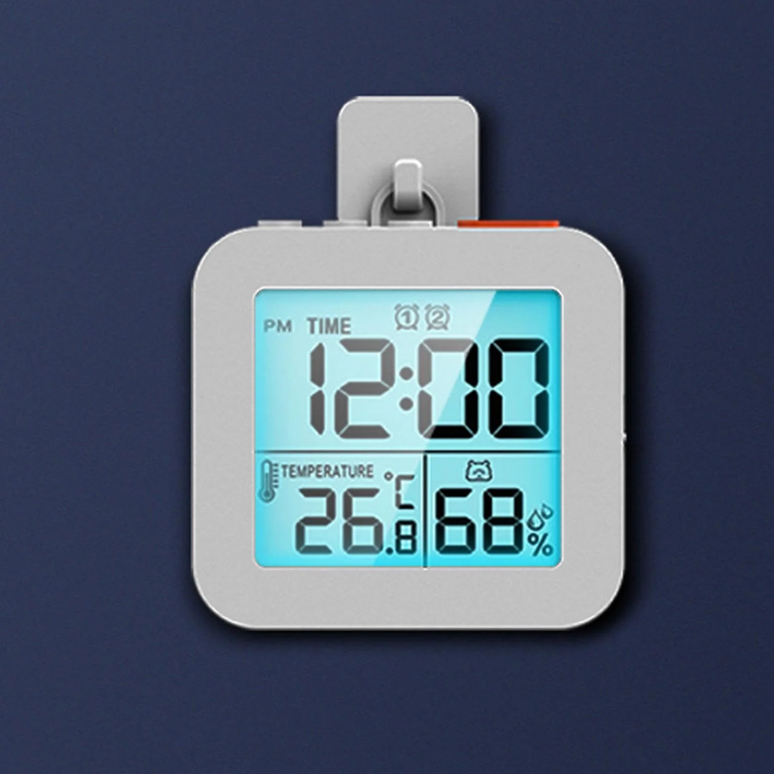 Perfk Reloj de Baño Digital Temporizador Ducha Alarma Impermeable Cocina Higrómetro Pared Blanco