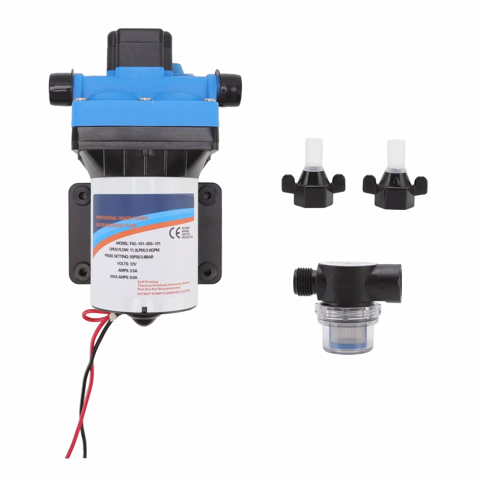Eujgoov Bomba de Agua para Vehículos Recreativos de 12 V, Bomba de Agua para Vehículos Recreativos con Placa de Hierro, Bomba de Agua para Vehículos Recreativos de 12 V, Rosca Externa