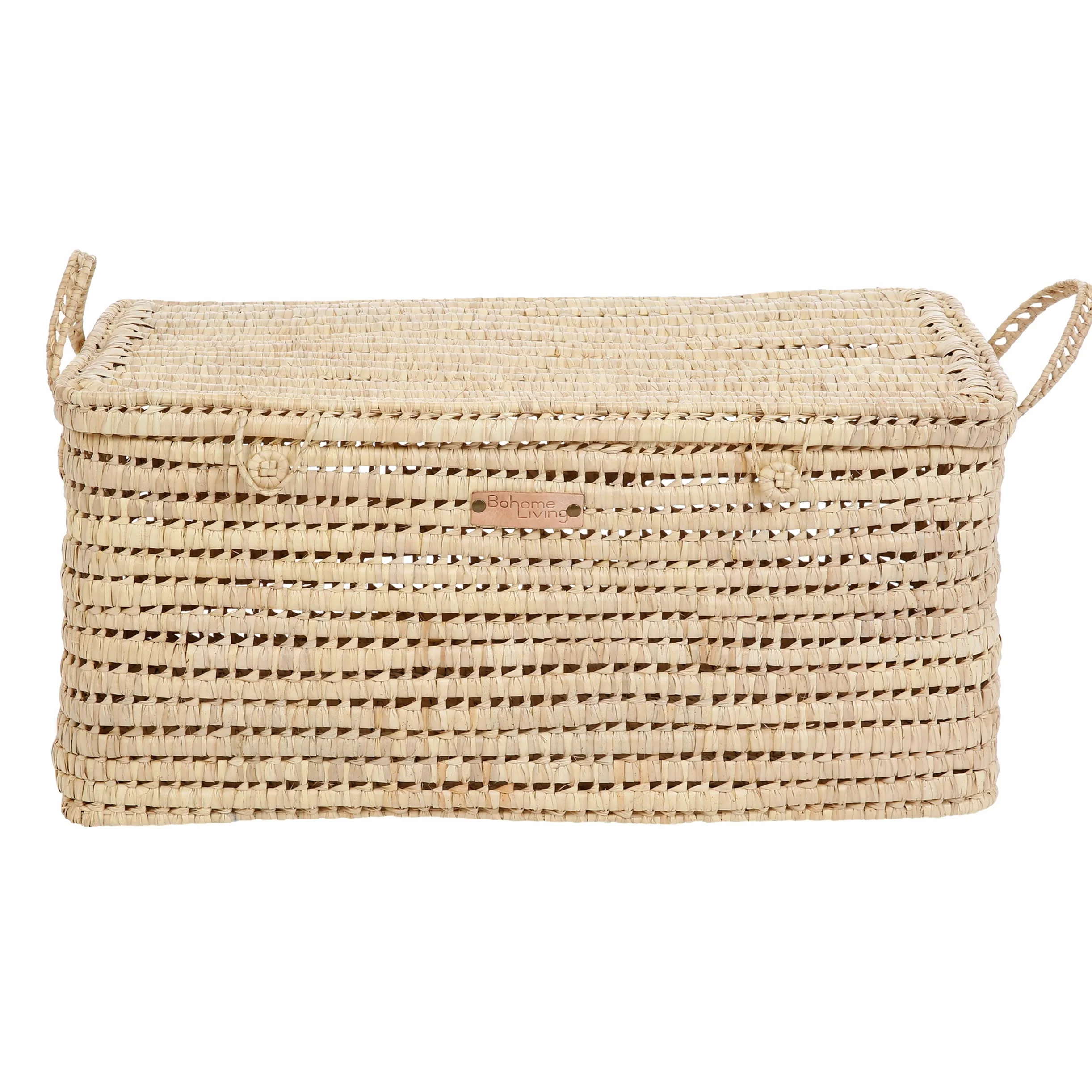 Baúl de Almacenaje de Mimbre, Cesta Grande para Juguetes, Estilo Boho Chic, Decoración para Hogar (80cm)