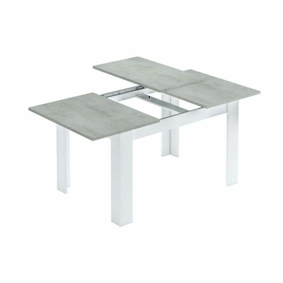 Mobelcenter, Conjunto Salón Cemento, Incluye Mueble y Mesa de Salón, Mesa de Centro y 4 Sillas, Acabado Color Blanco Artik y Cemento (P0018)