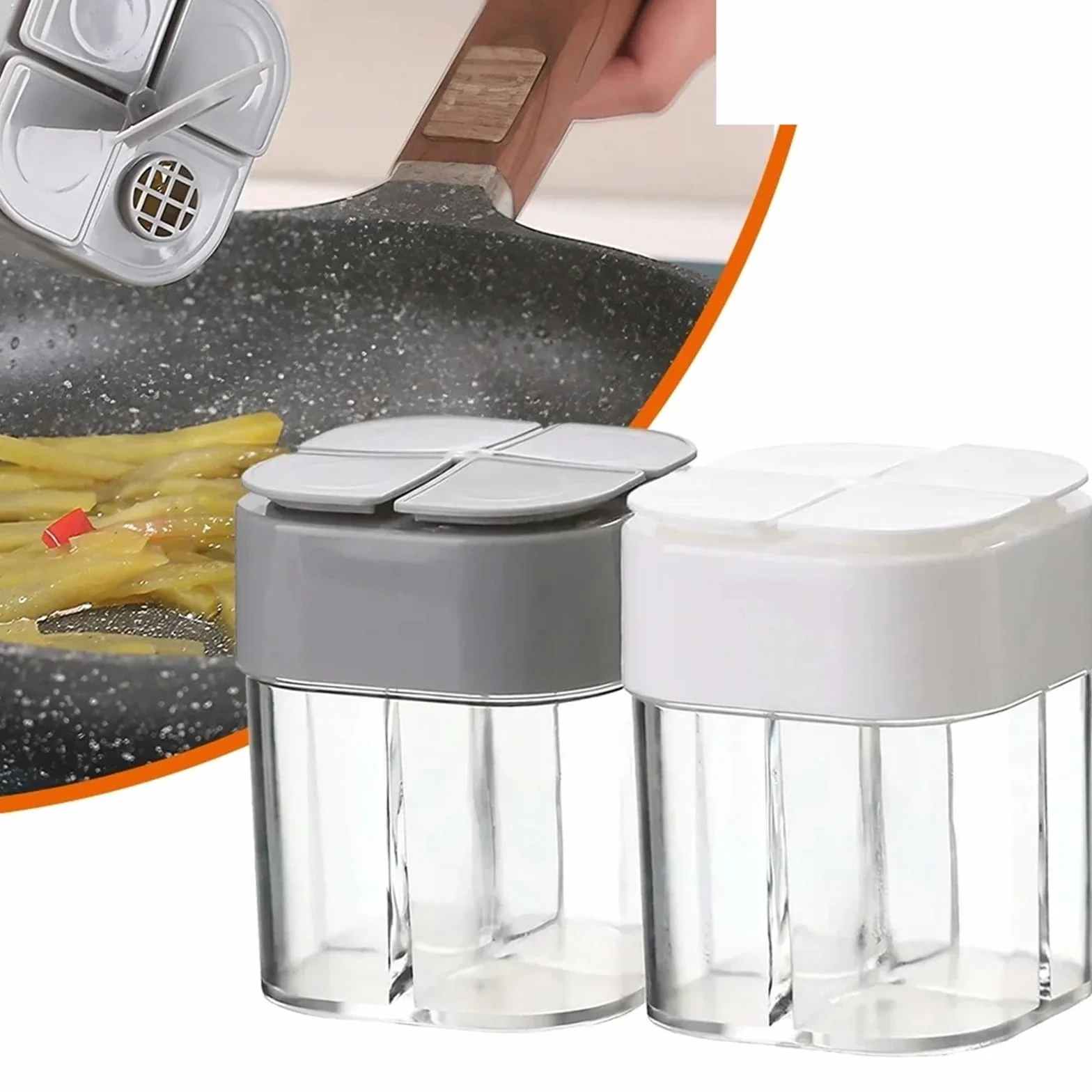 Caja de condimentos con tapa sellado, caja especias for barbacoa, dispensador, Kit cocina al aire libre Para Condimentos(Grey)